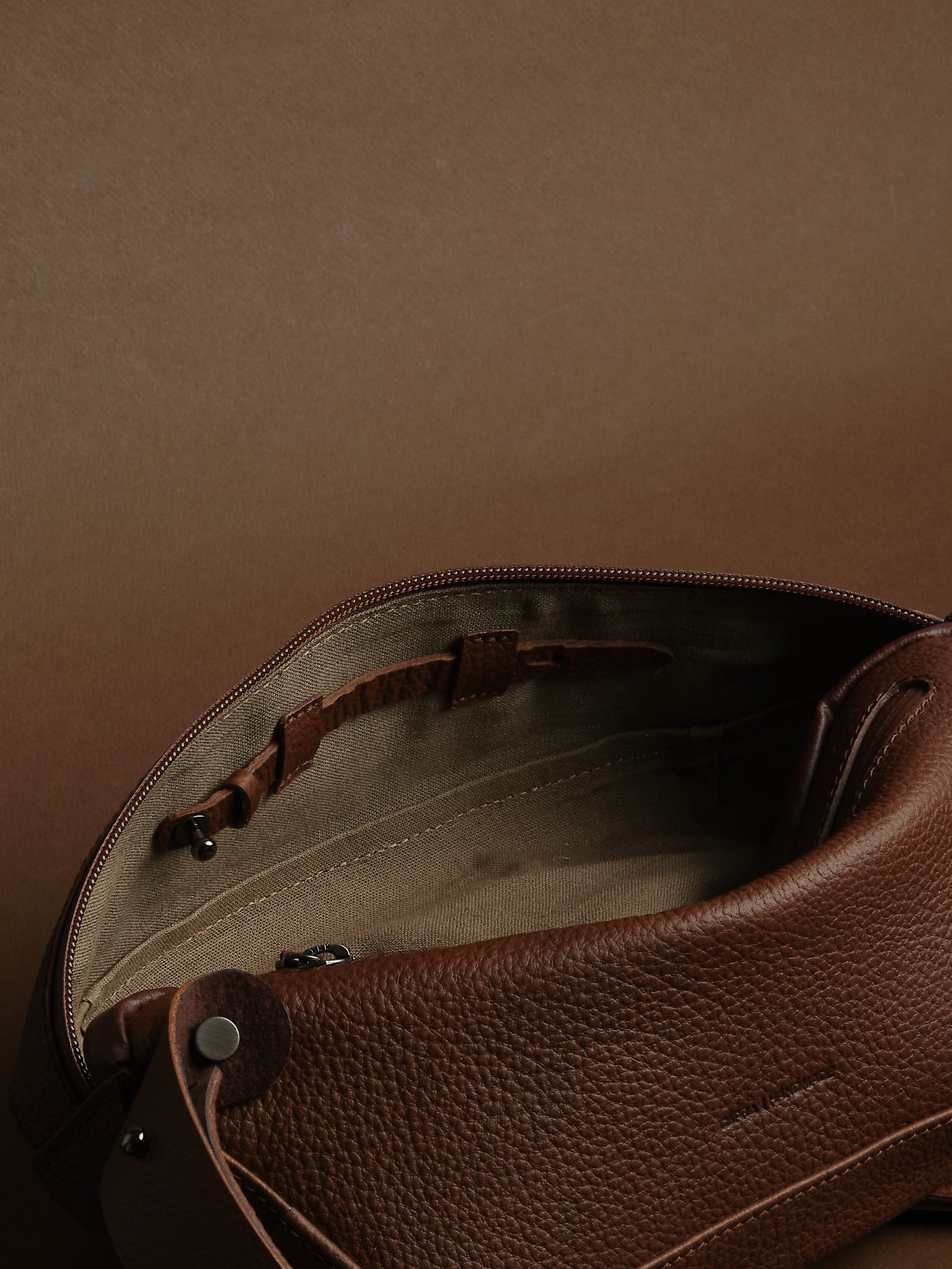 Linen Interior. Sling Shoulder Bags Brown by Capra Leather