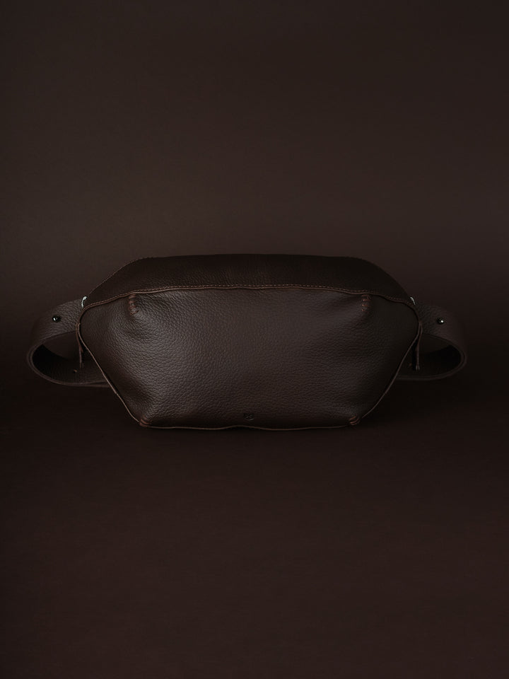 Mens Fanny Pack. Sling Bag Dark Brown by Capra Leather