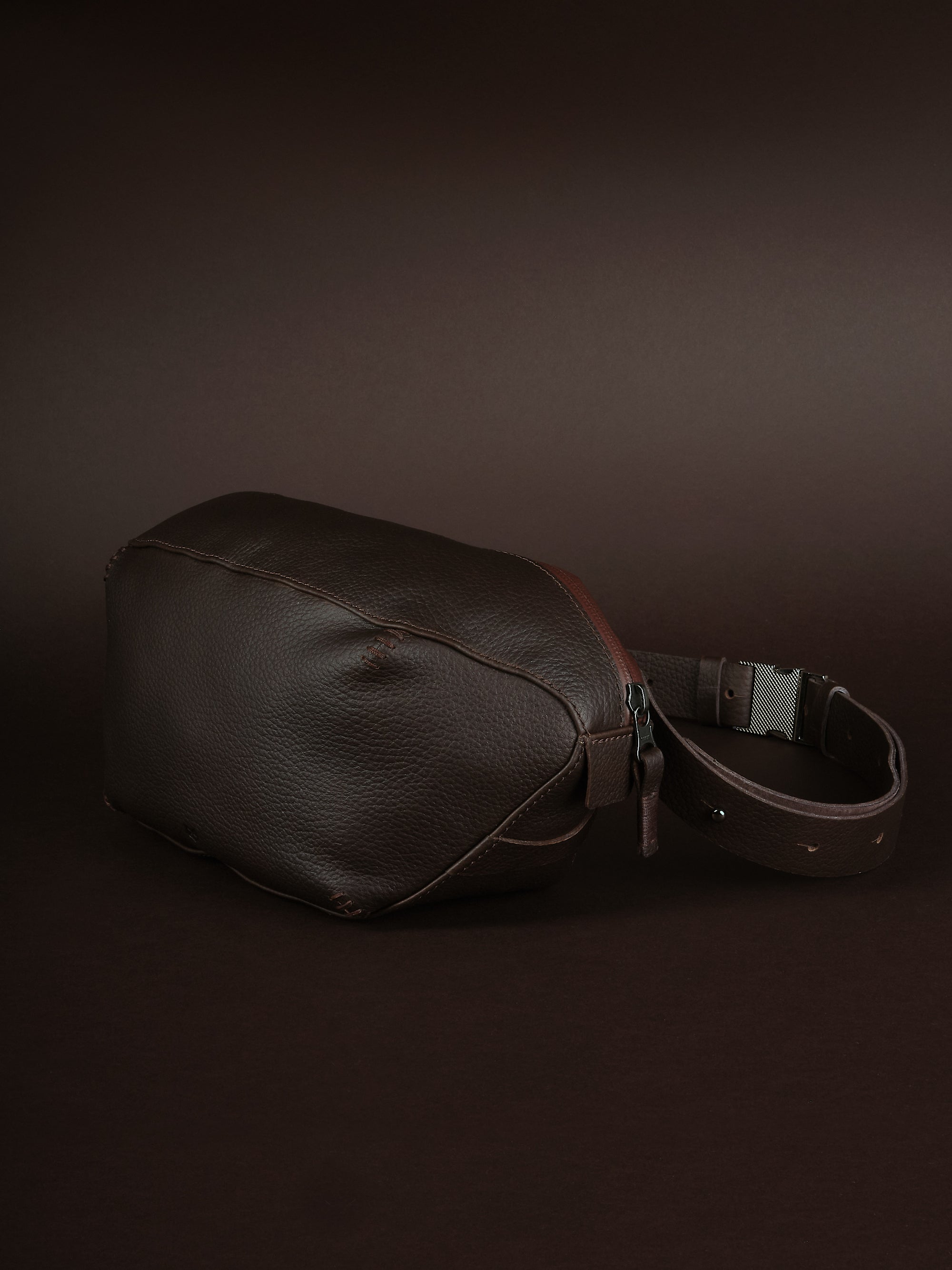 Sling Shoulder Bags Dark Brown by Capra Leather