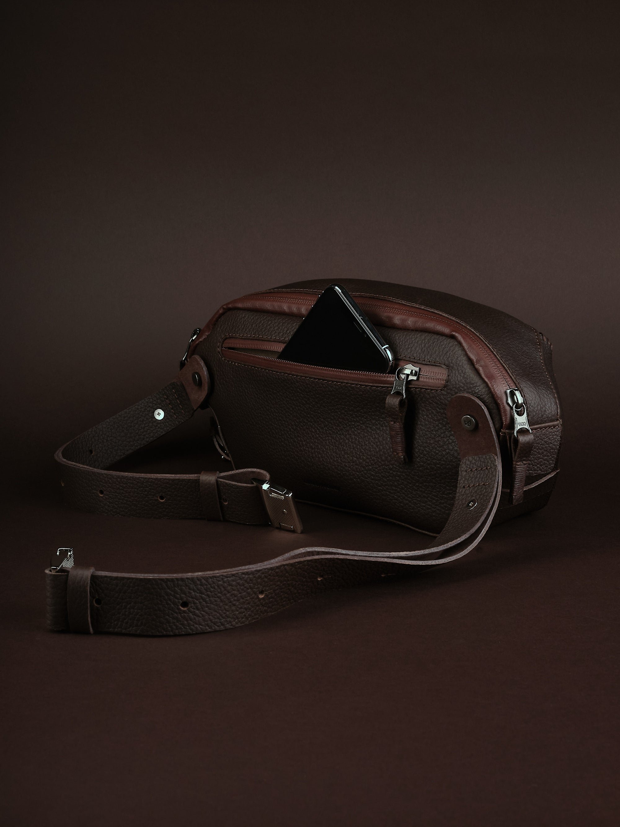 dk86 leather sling backpack Qoka Sling Bag Dark Brown by Capra Leather
