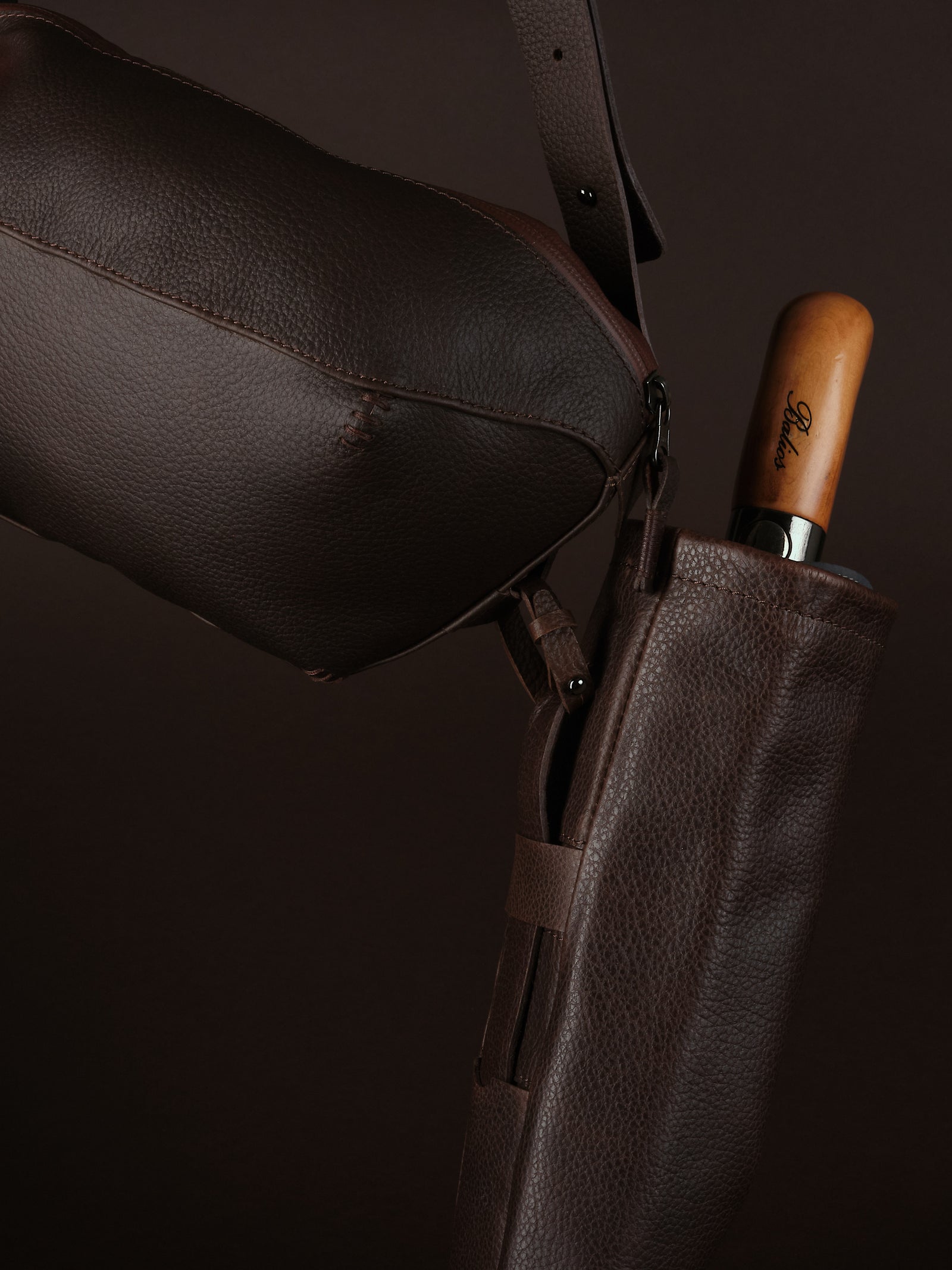 Leather bottle pouch. Sling Bag Men Dark Brown by Capra Leather