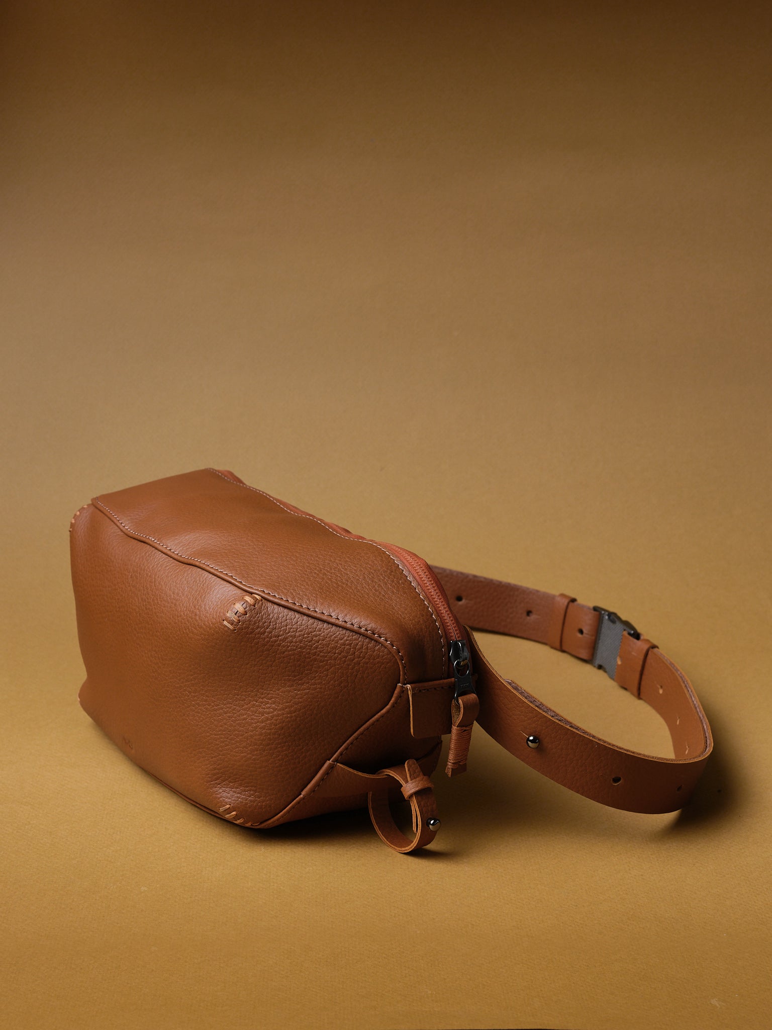 Adjustable Shoulder Strap. Fanny Pack Designer. Sling Bag for Men Tan by Capra Leather