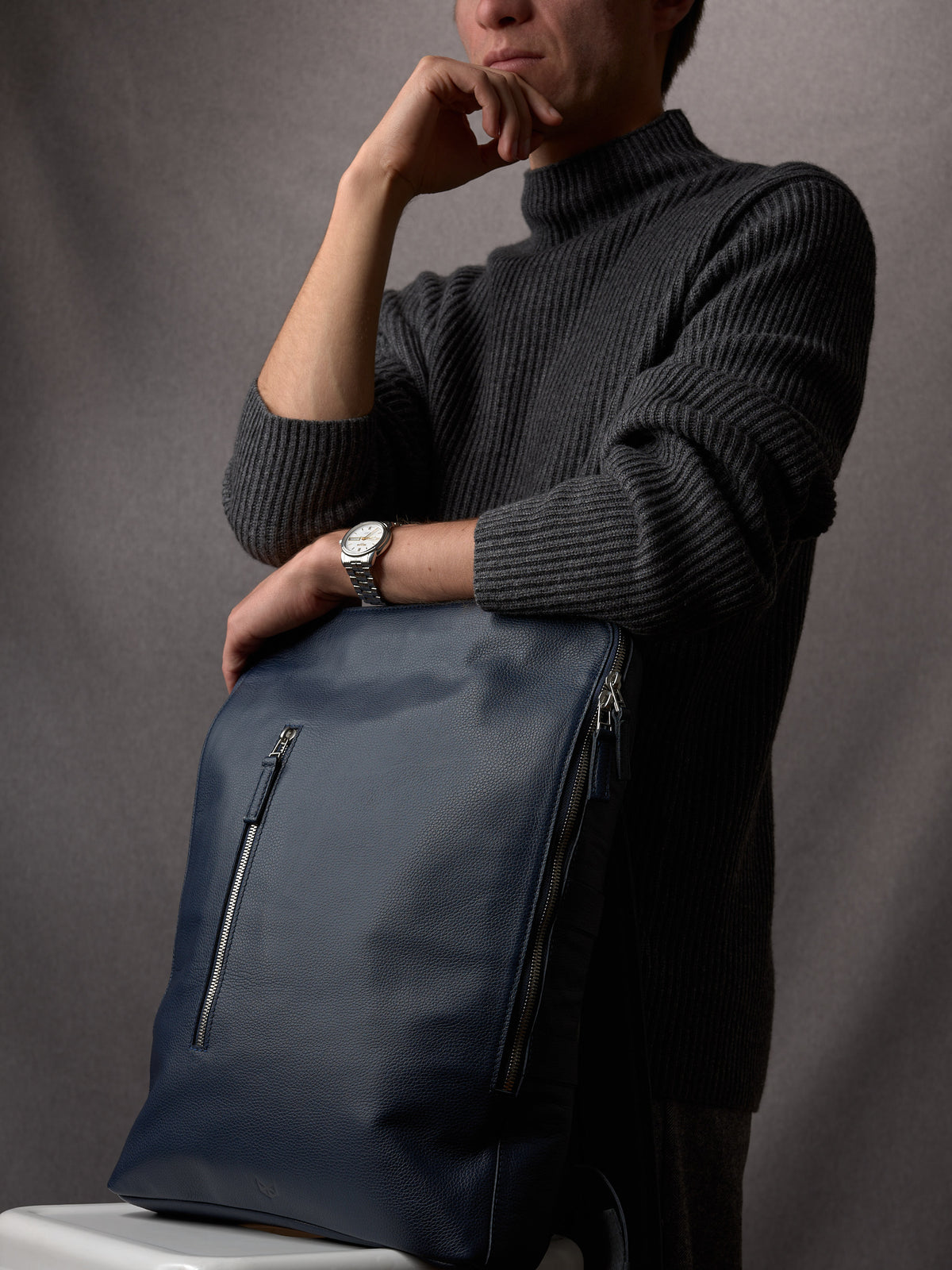 Professional backpack for men. Men's style. Men's fashion. Premium backpack for men. Quality materials for durability. Made in leather and suede by Capra Leather.