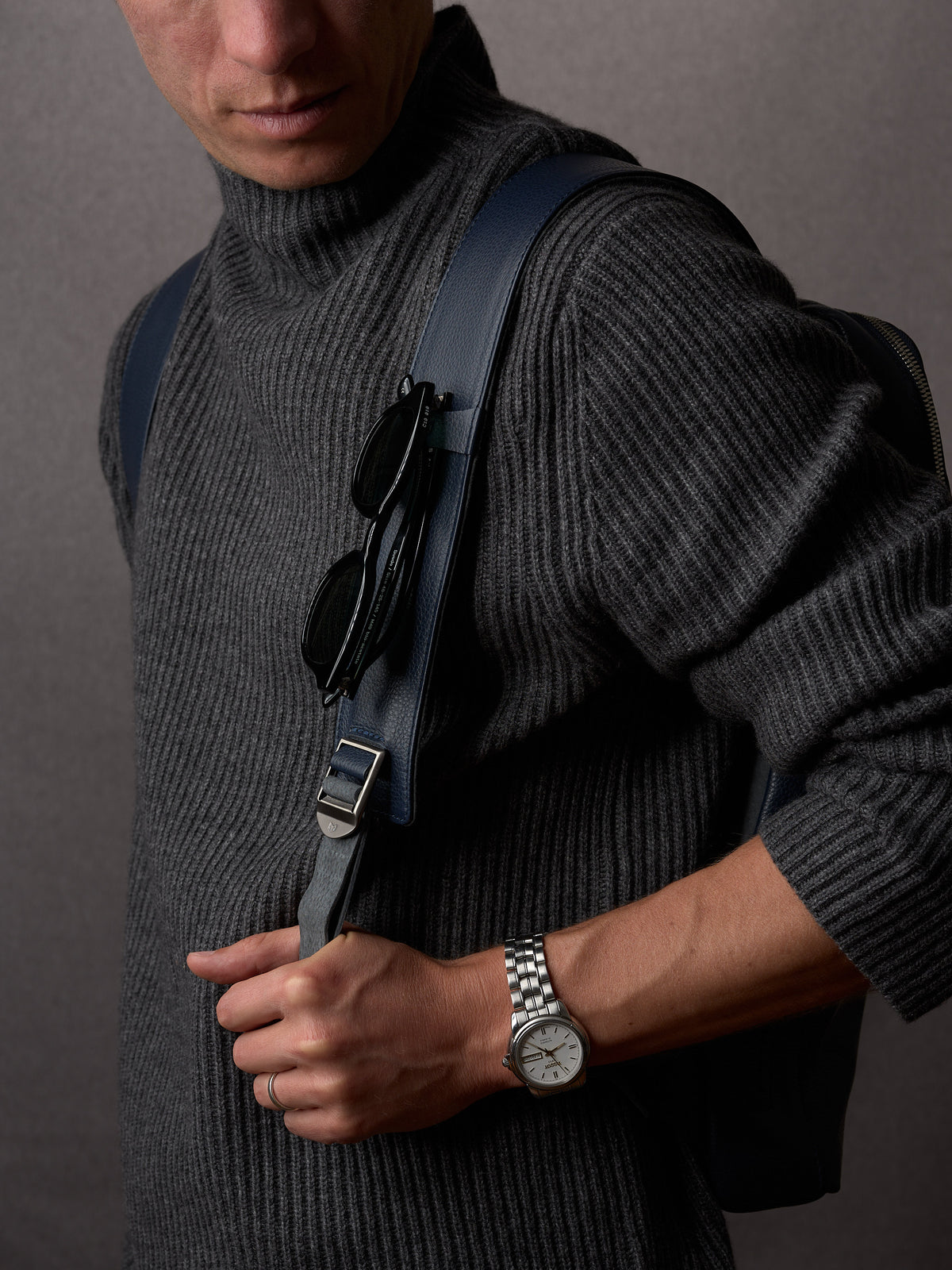 Men's fashion. Men's accessories. Men's style. Sunglasses holder in strap. Double D.Ring system for quick adjustments. Padded shoulder straps for comfort. Memory foam padded backpack. Leather bag for everyday made in premium leather by Capra Leather.