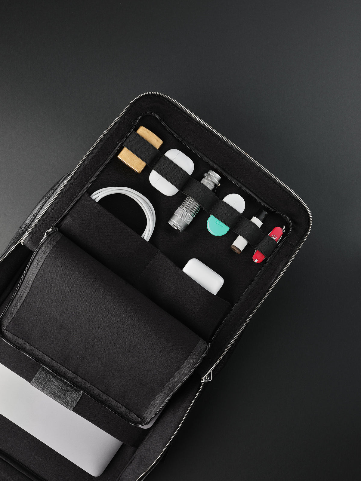 Tech backpack for men. Backpack for laptop and tech equipment. Unique design. Men's accessories. Made in premium leather by Capra Leather.