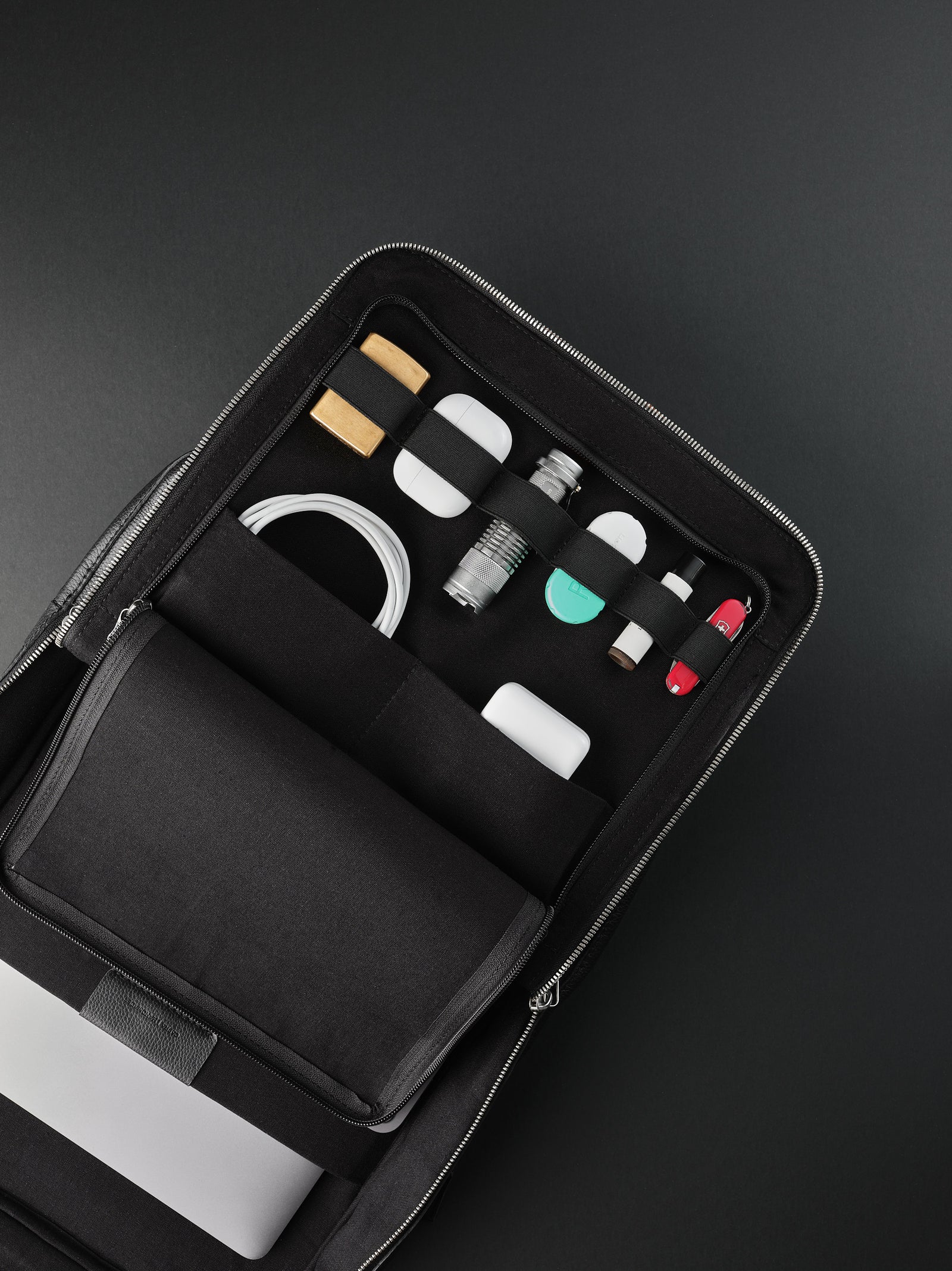 Tech backpack for men. Backpack for laptop and tech equipment. Unique design. Men's accessories. Made in premium leather by Capra Leather.