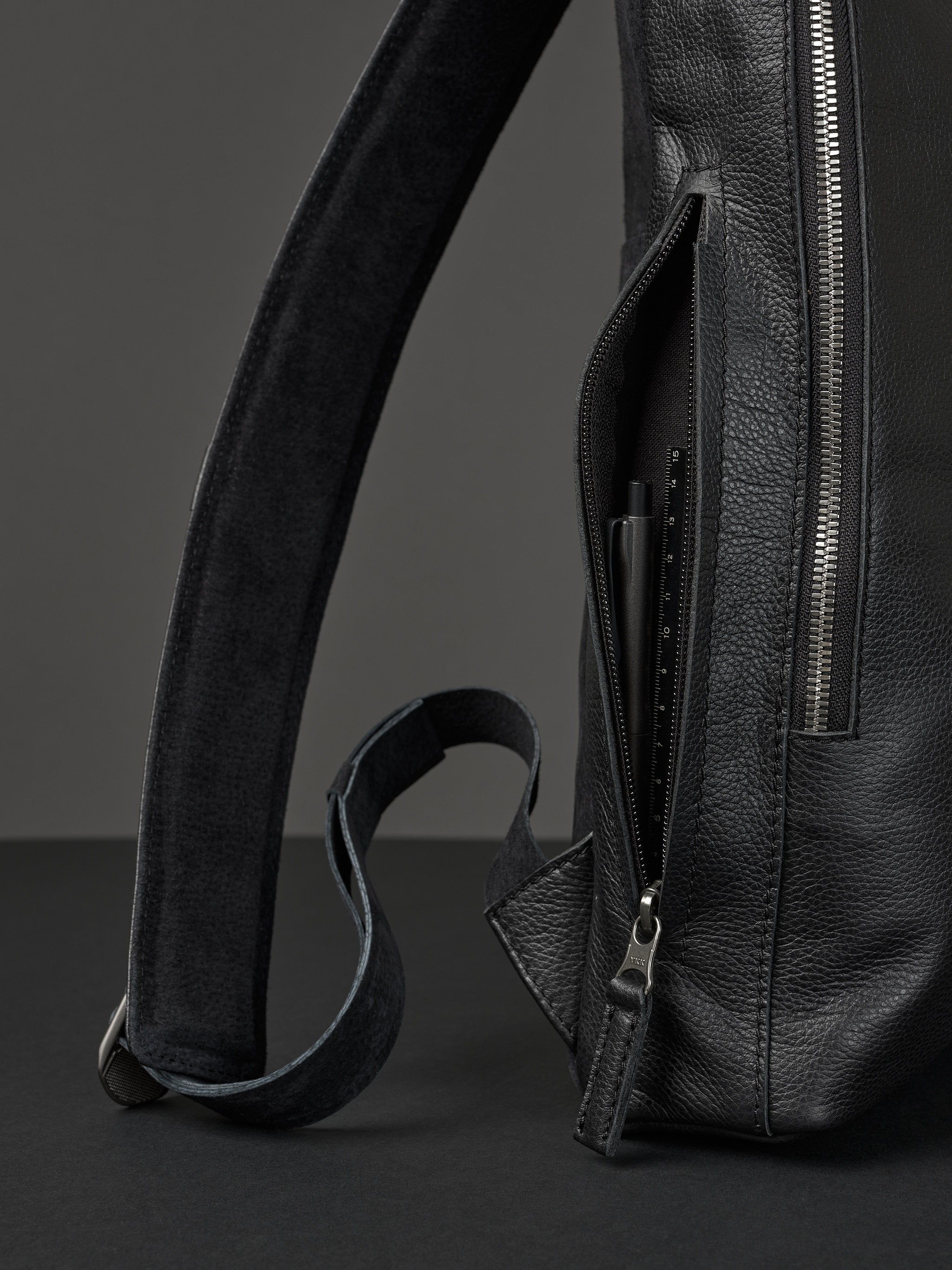 black leather computer backpack Saola Tech Backpack · Black by Capra Leather
