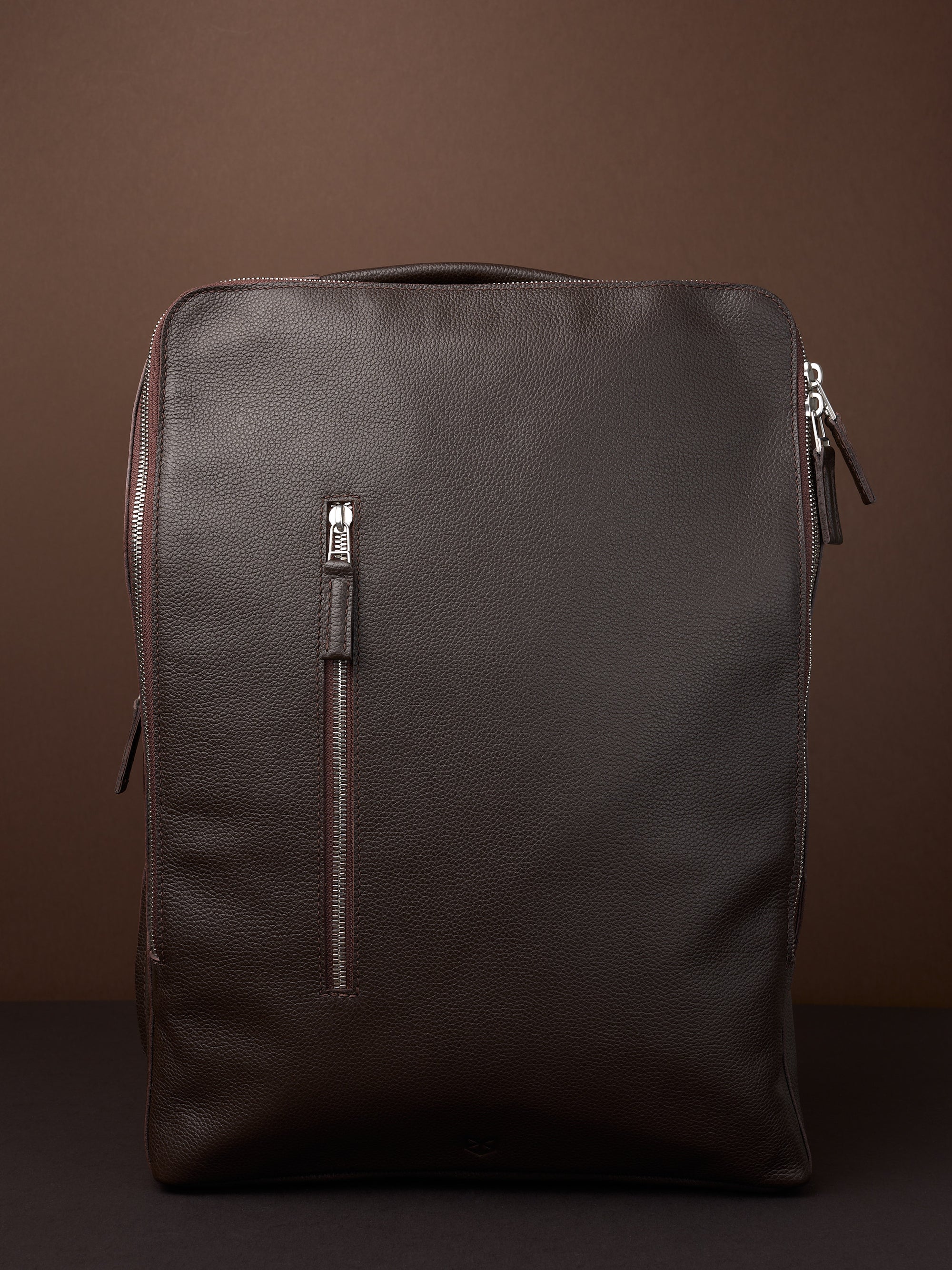 dark gray leather backpack Saola Tech Backpack · Dark Brown by Capra Leather