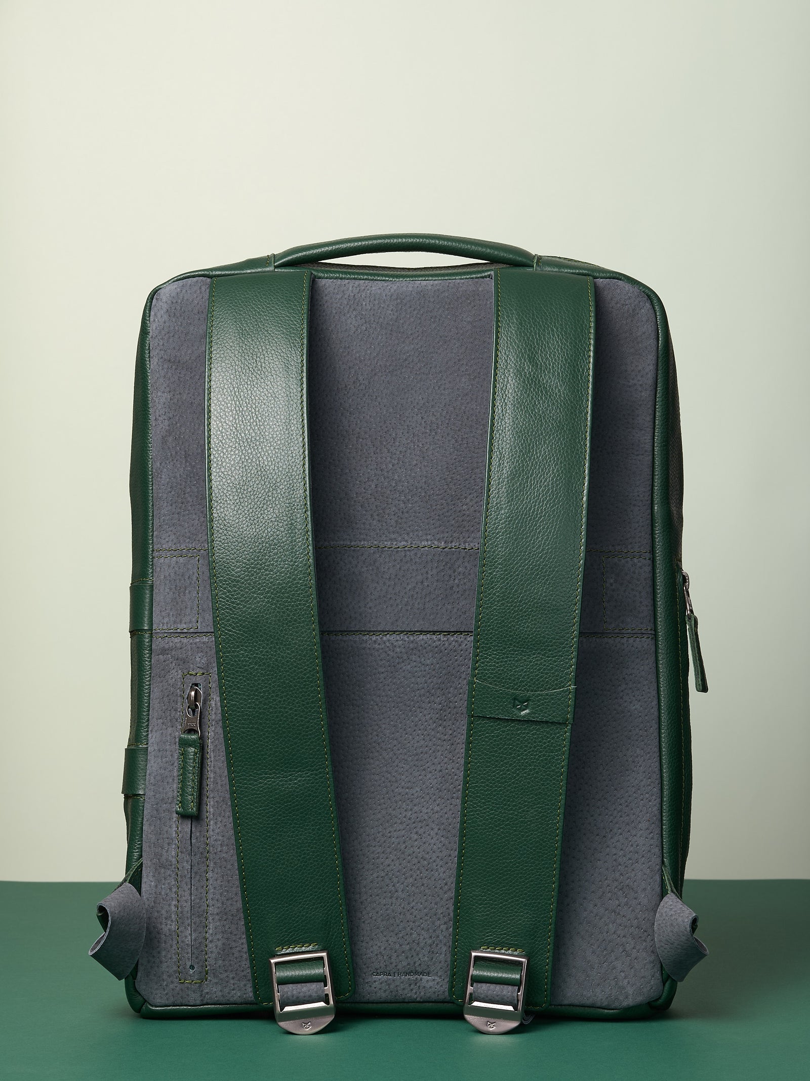 Suede and leather backpack made for men. Soft finish in leather. Comfortable and soft feeling. Premium materials. Made in leather by Capra Leather.