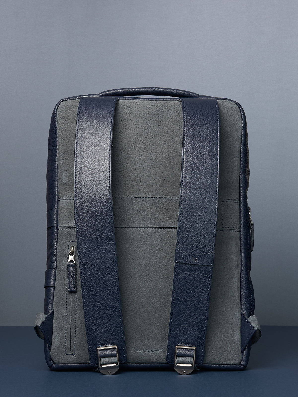 Suede and leather backpack made for men. Soft finish in leather. Comfortable and soft feeling. Premium materials. Made in leather by Capra Leather.