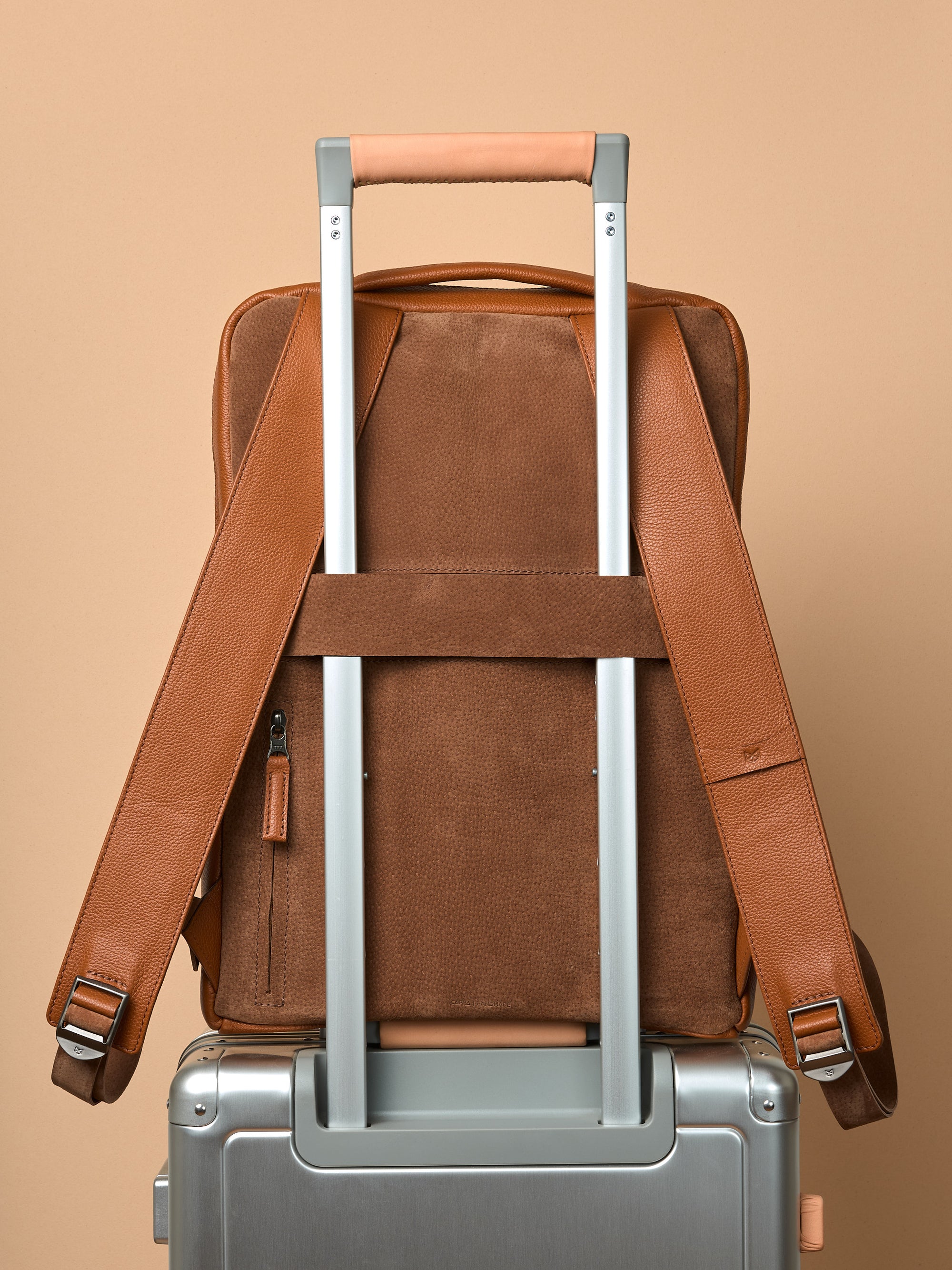 brown leather backpack for plane travel Saola Tech Backpack · Tan by Capra Leather