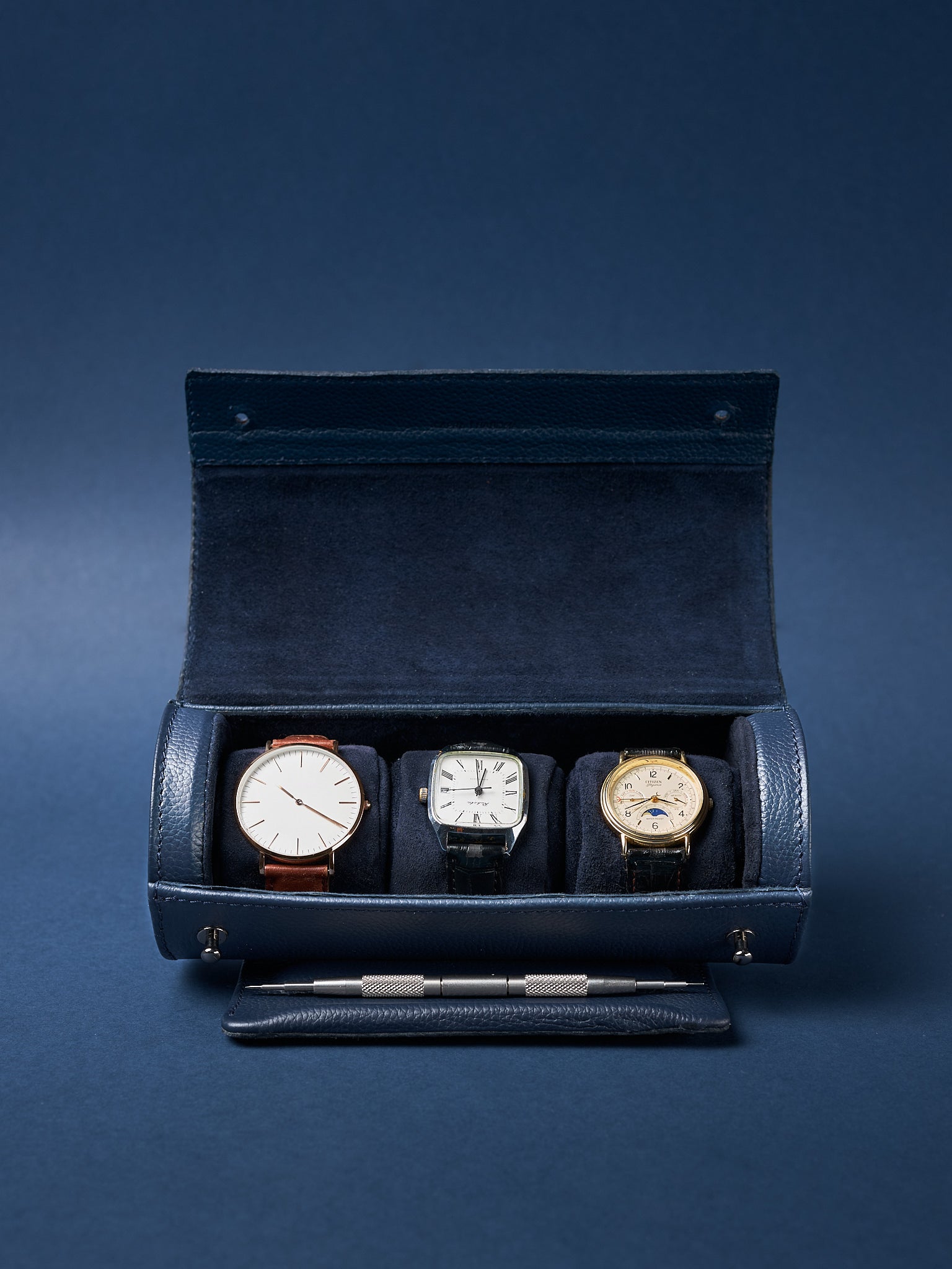 Watch Display Case Navy by Capra Leather