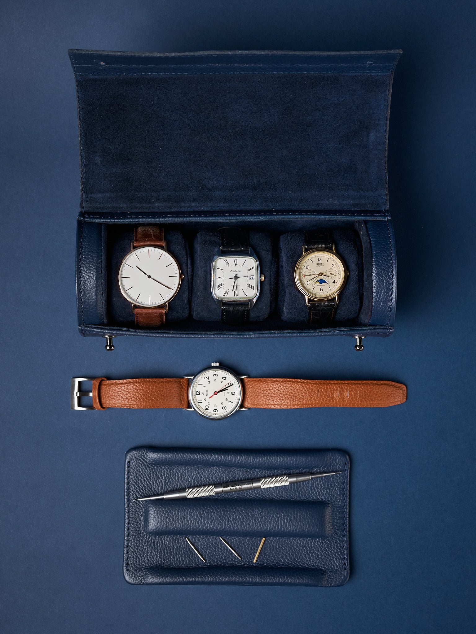 Mens Watch Case Navy by Capra Leather