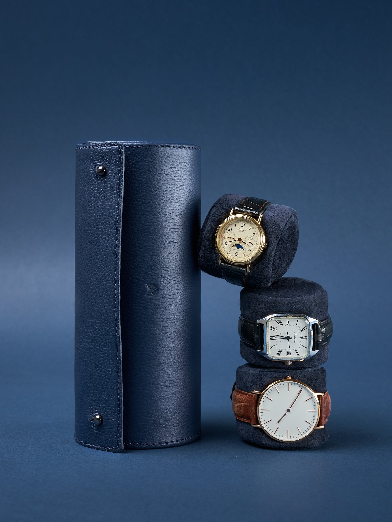 Suede Watch Pillows. Watch Storage Case Navy by Capra Leather