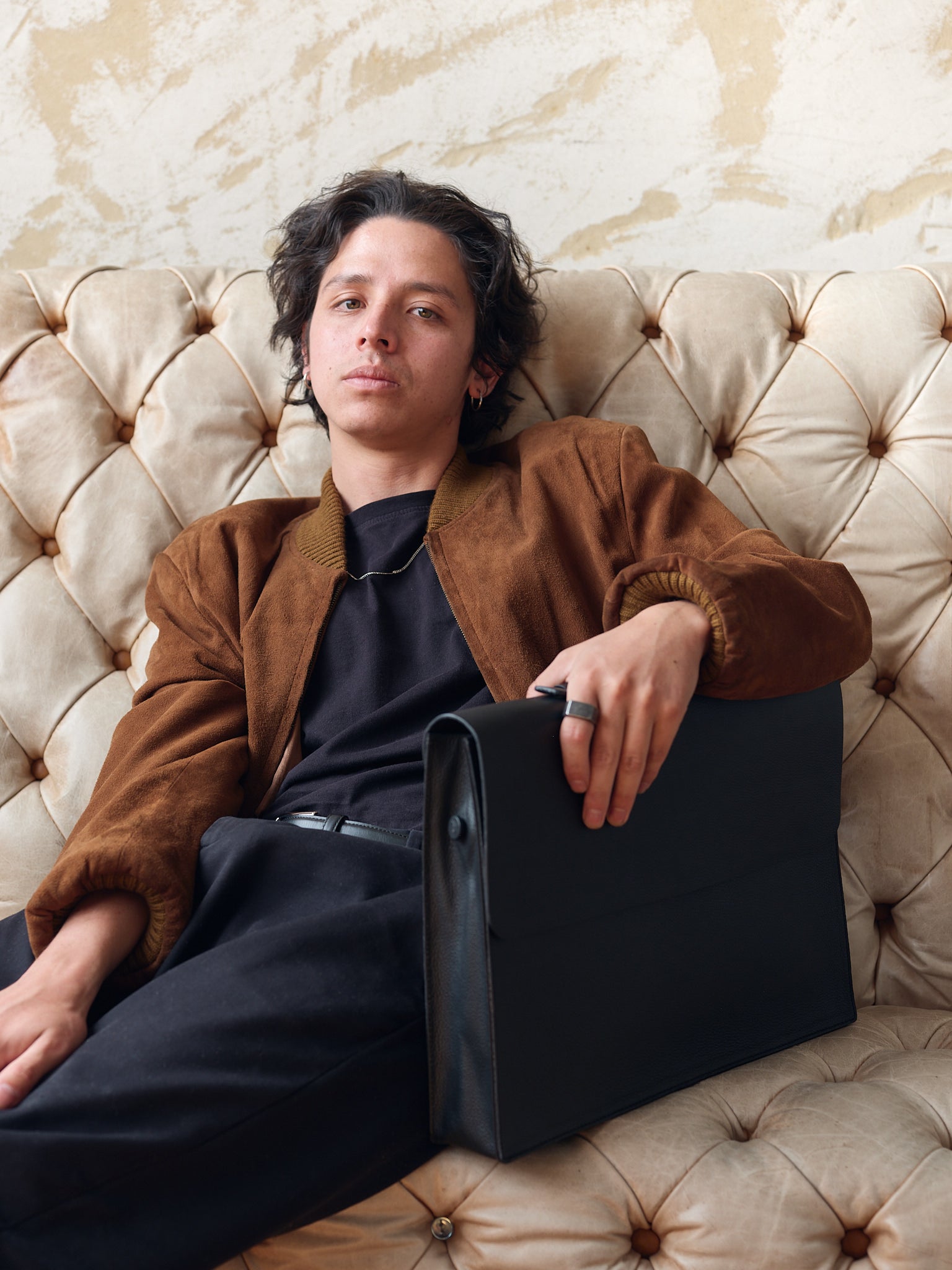 Valet Button Portfolio Briefcase · Black by Capra Leather