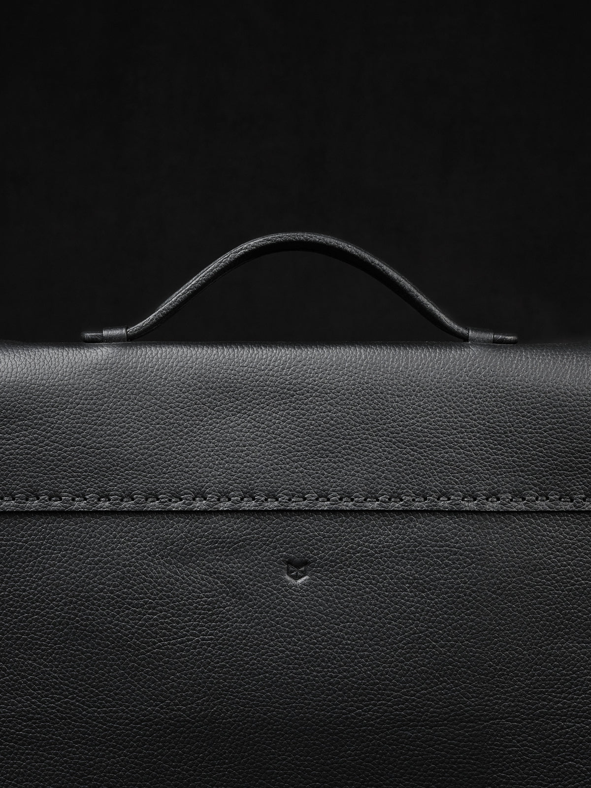 Hand-stitched Lid. Embossed Leather Portfolio Black by Capra Leather
