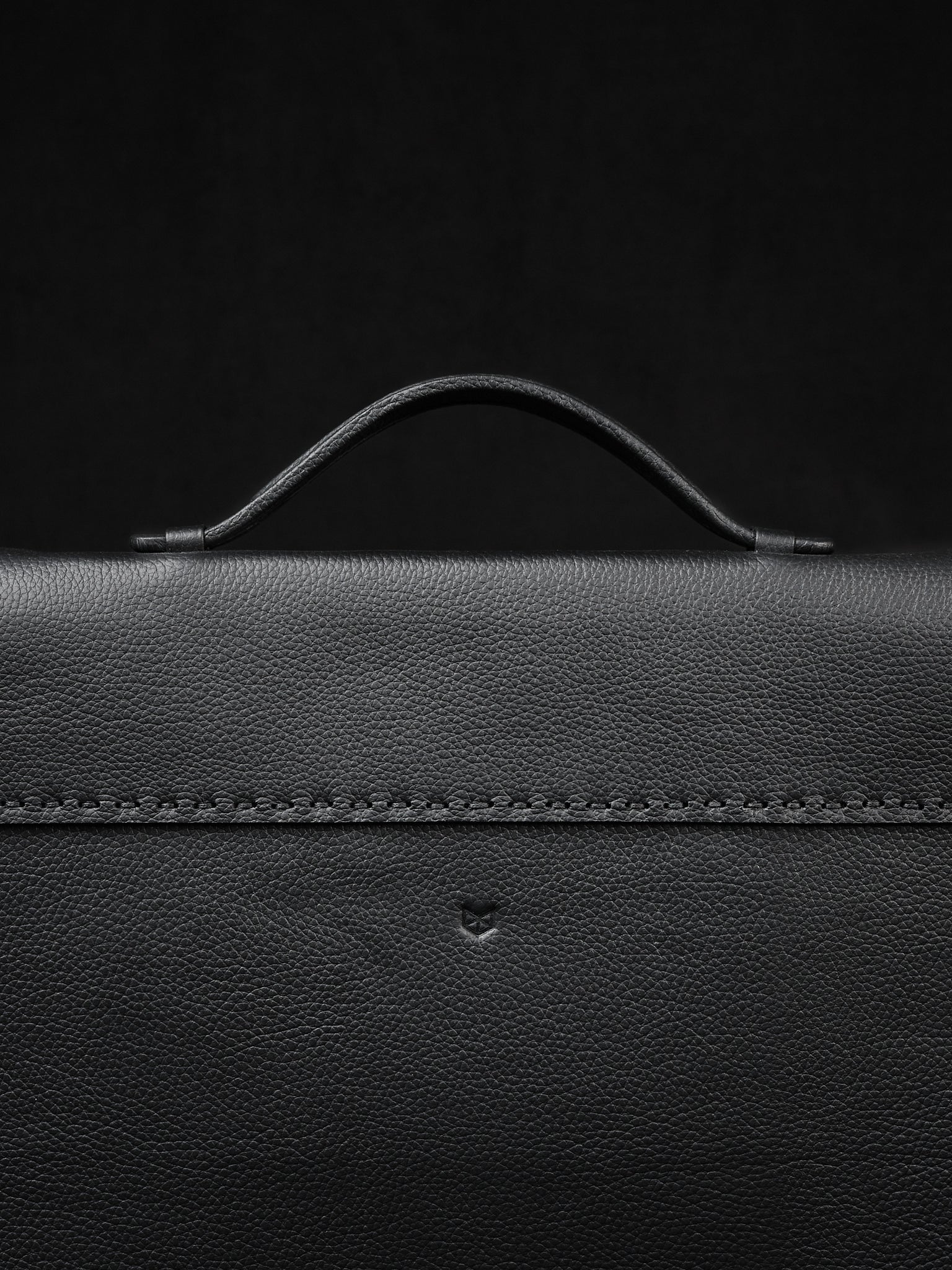 Hand-stitched Lid. Embossed Leather Portfolio Black by Capra Leather