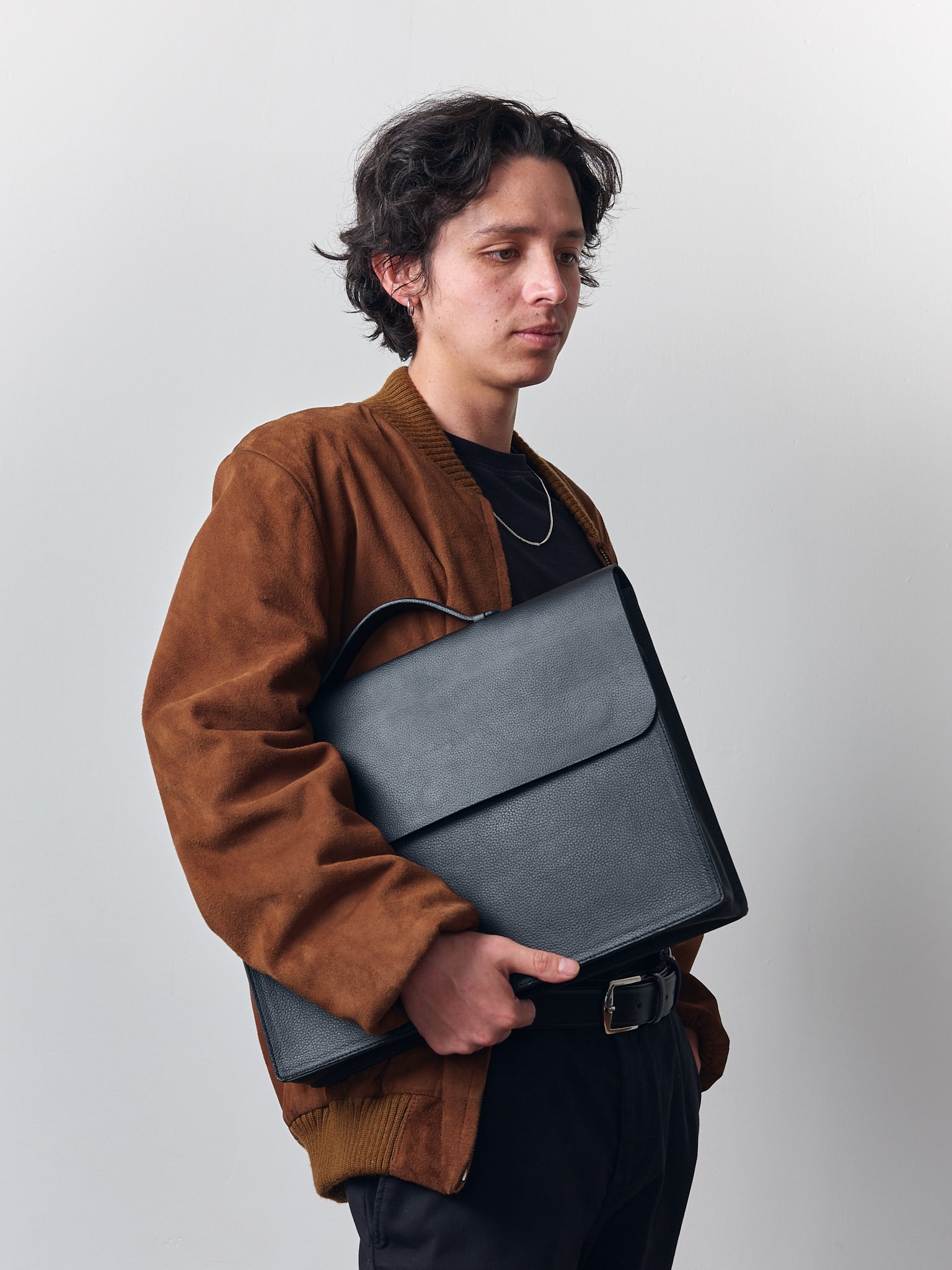 Valet Button Portfolio Briefcase · Black by Capra Leather
