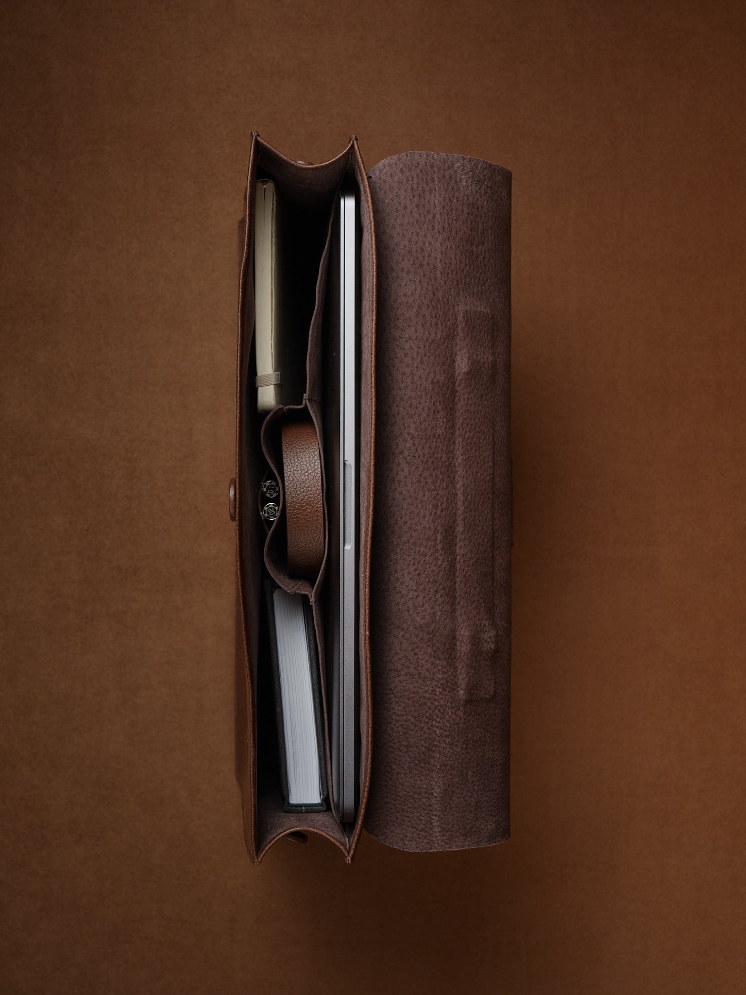 Suede Lining. Laptop Briefcase Brown by Capra Leather