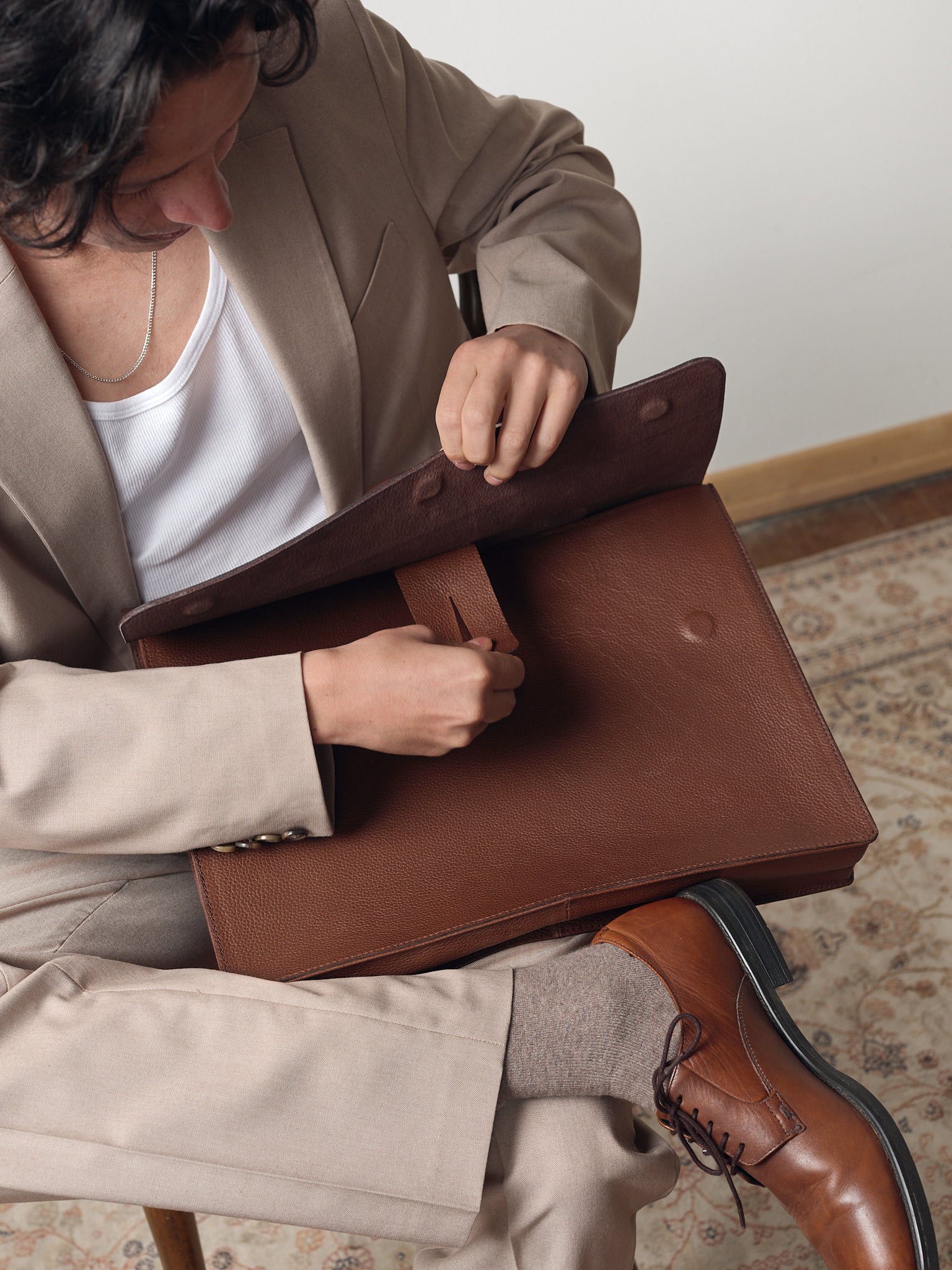 Business Portfolio. Briefcase Laptop Brown by Capra Leather