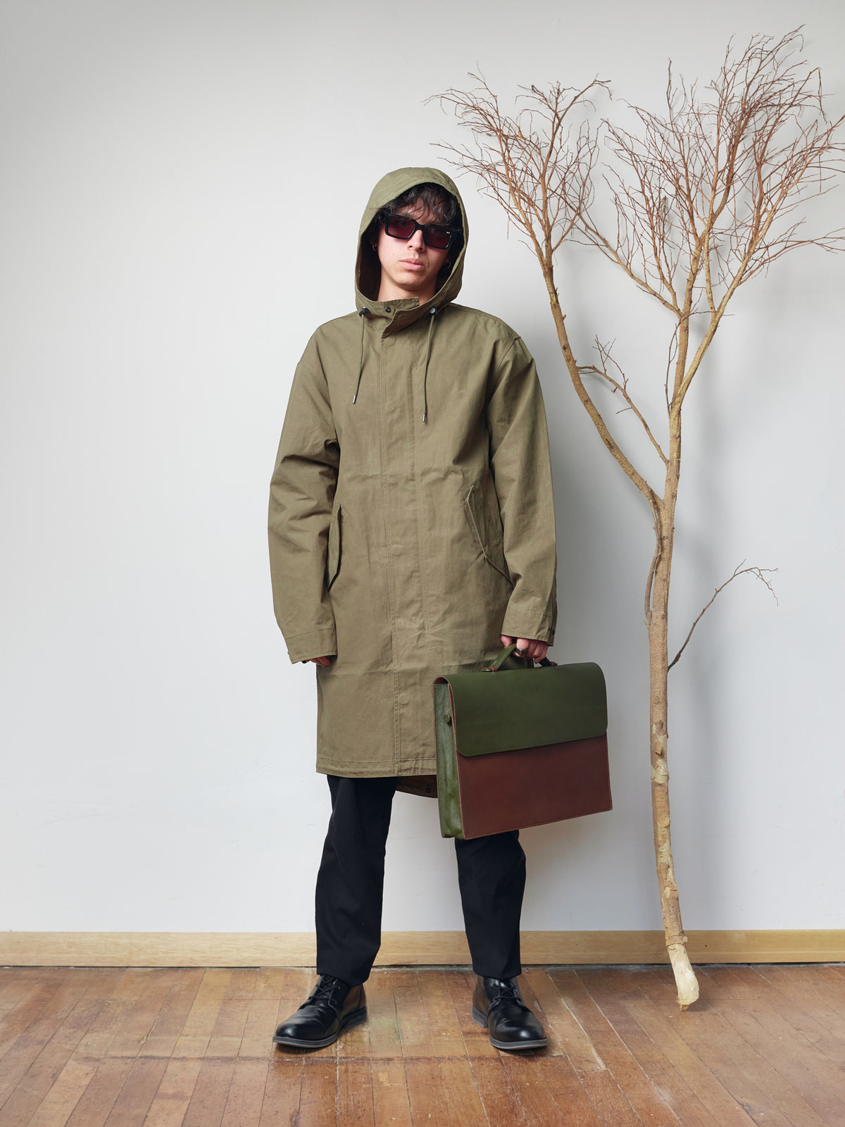 Button Portfolio Forest Green Brown Bi Tone by Capra Leather