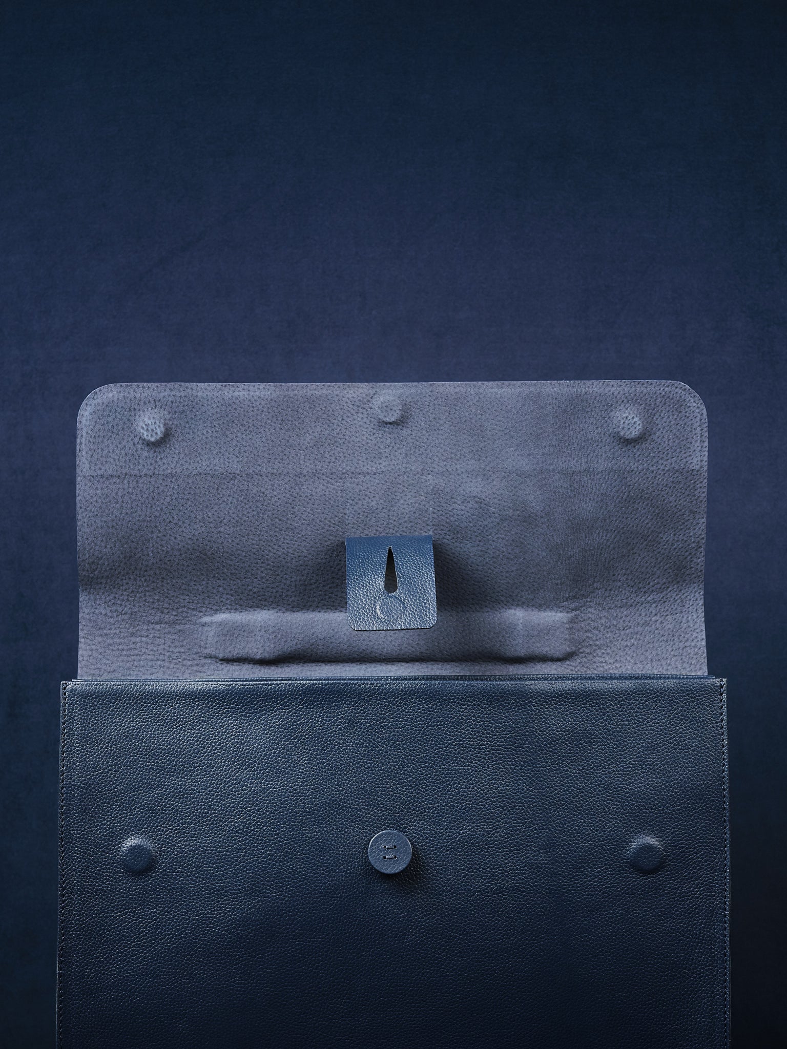 Valet Button Portfolio Briefcase · Navy by Capra Leather