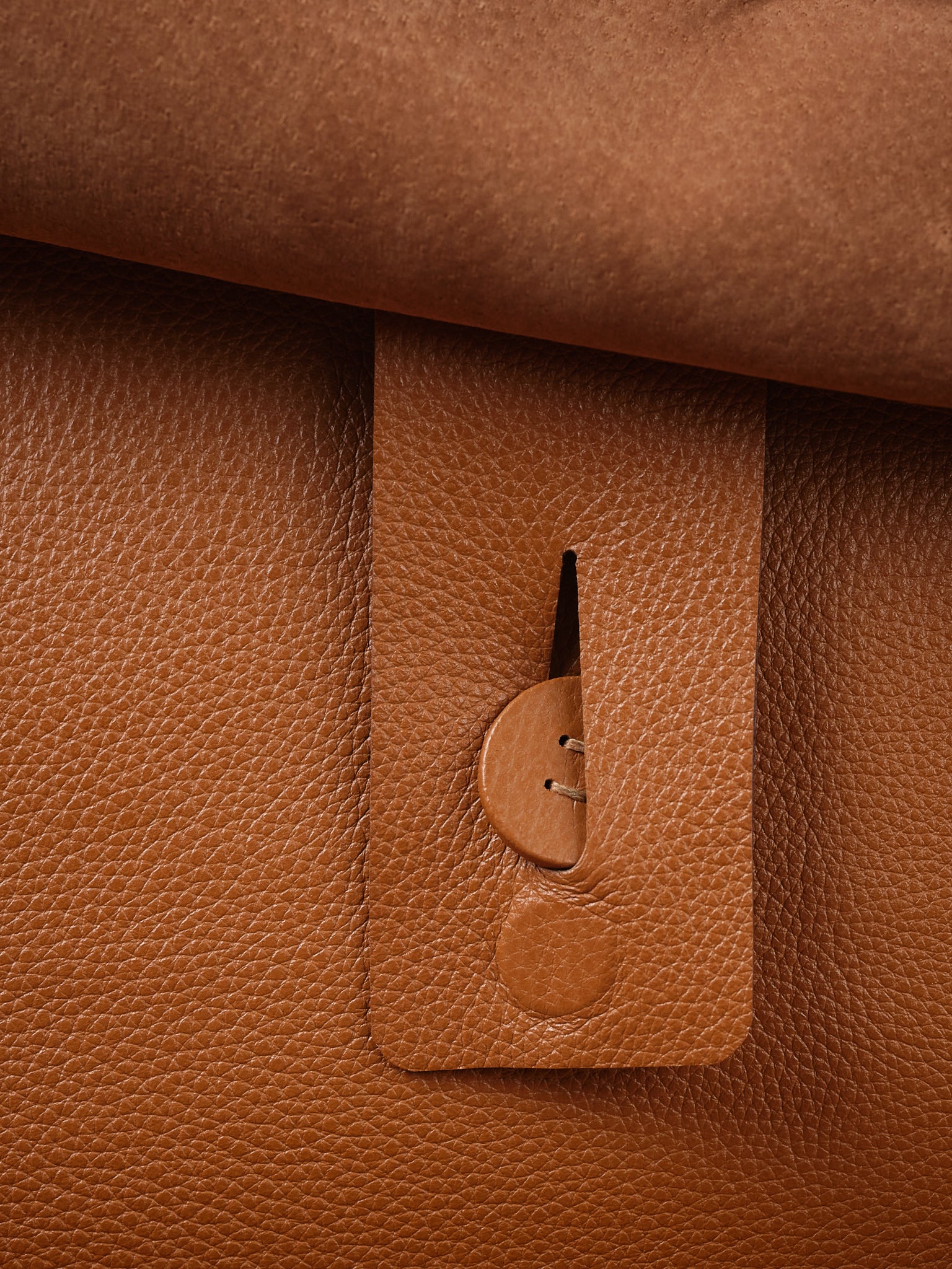 Button Lock. Travel Briefcase. Custom Portfolios Tan by Capra Leather