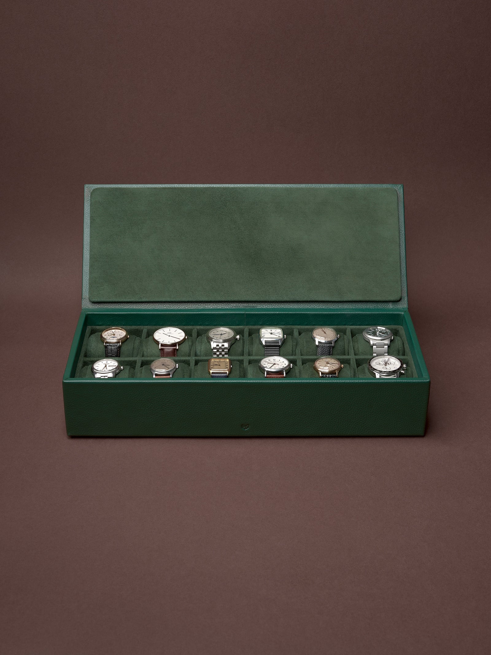 Watch Collection. Watch Organizer. Watch Travel Case Green by Capra Leather