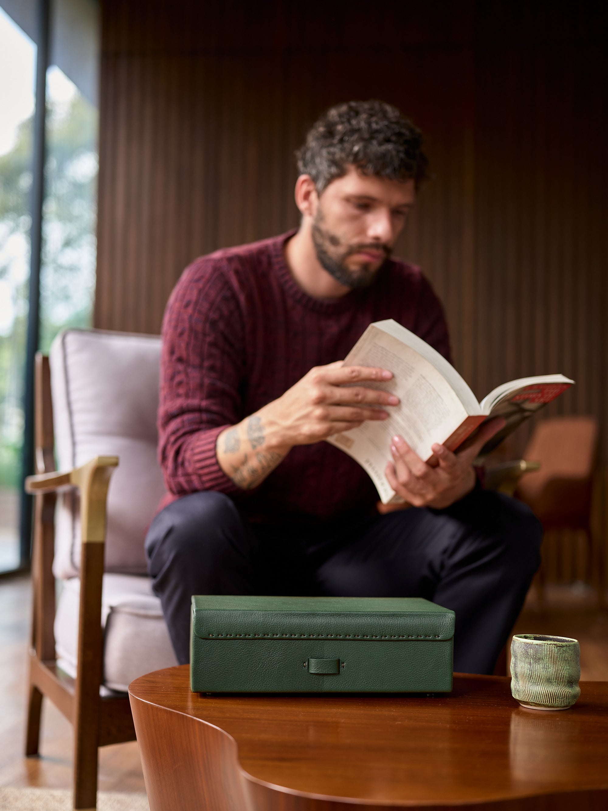 Watch Storage Case. Designer Watch Case. Watch Box for Men Green by Capra Leather.