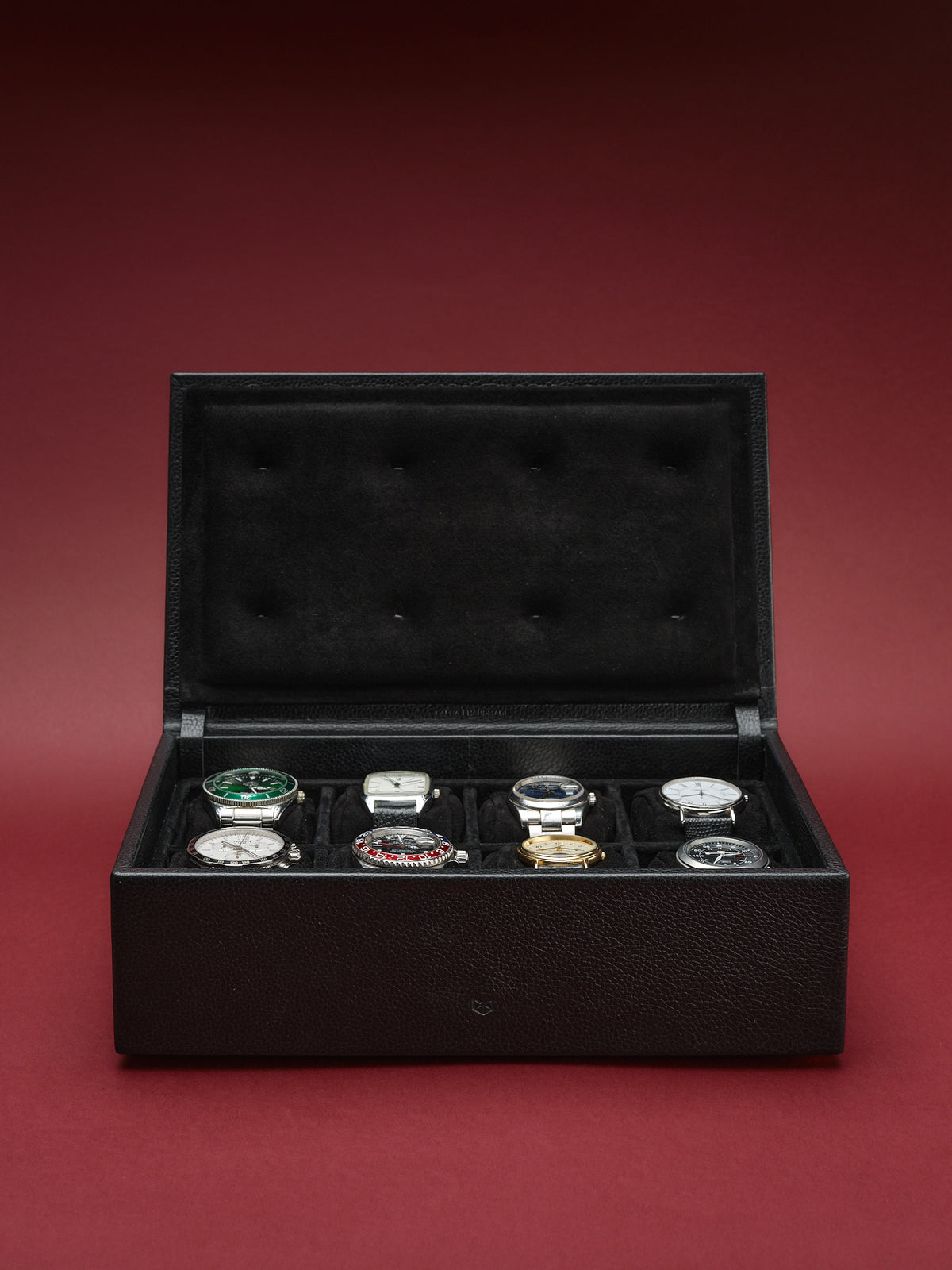 Suede Interior. Men&#39;s Watch Case. Leather Watch Box Black by Capra