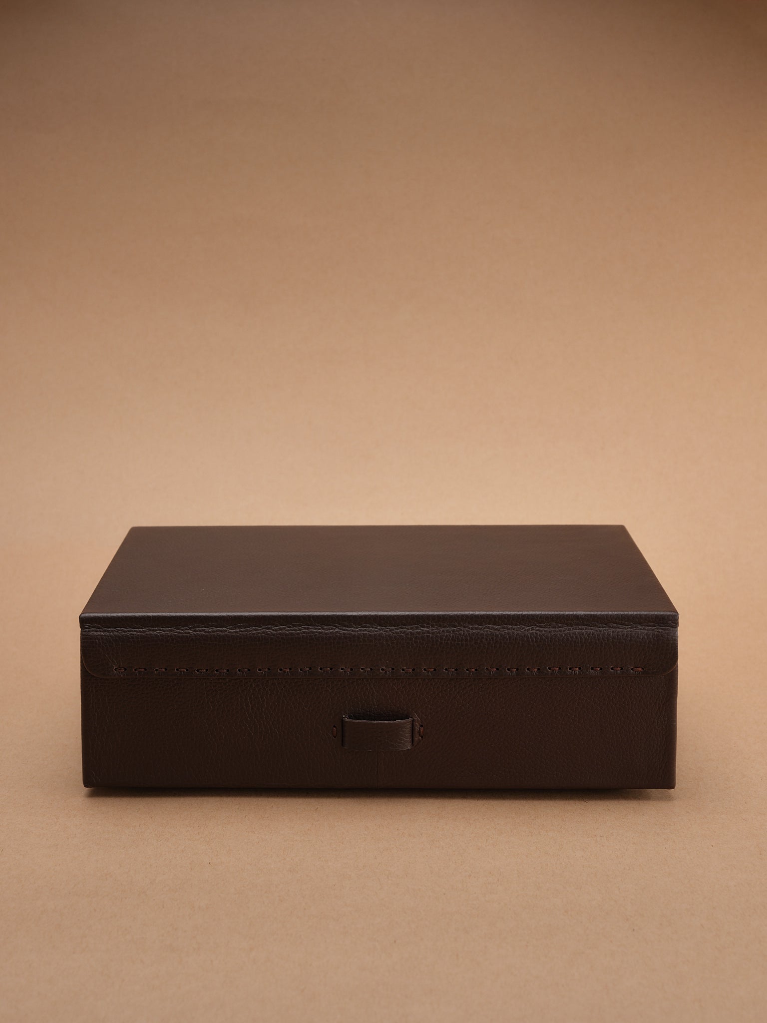 Hand-Stitched Hinge. Traveling Watch Case. Watch Holder Case Dark Brown by Capra Leather