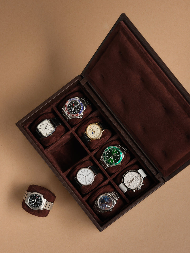 Removable Tray with Individual Watch Pillows. Watch Organizer Box Dark Brown by Capra Leather