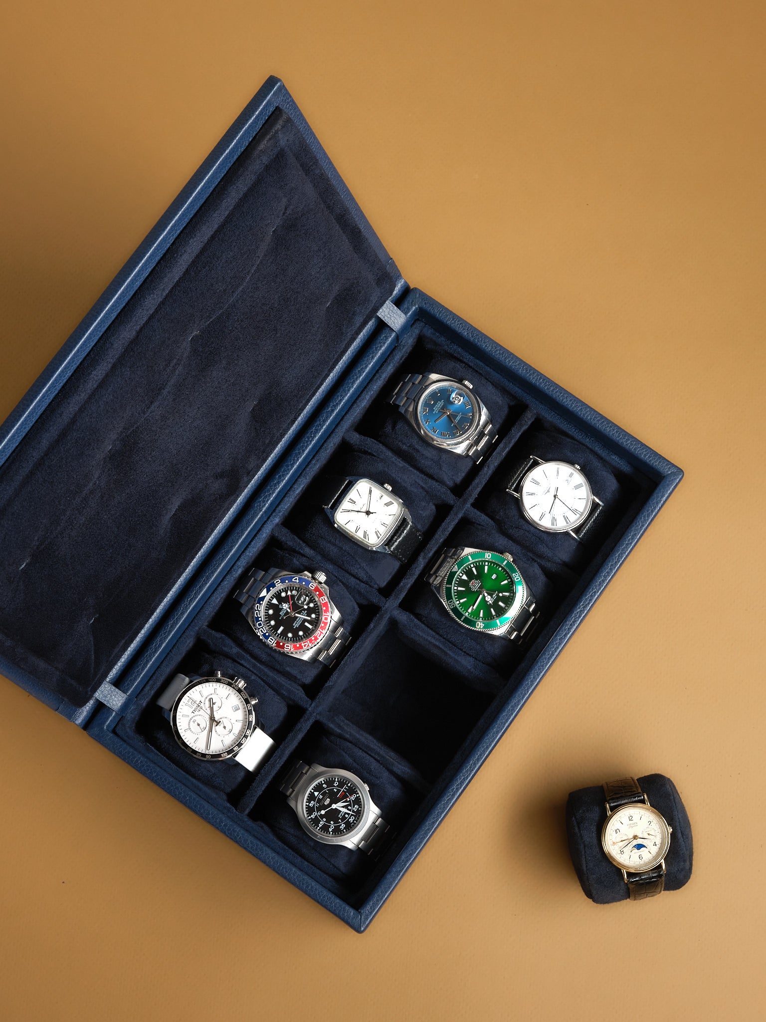Luxury Watch Box. Designer Watch Case Navy by Capra Leather