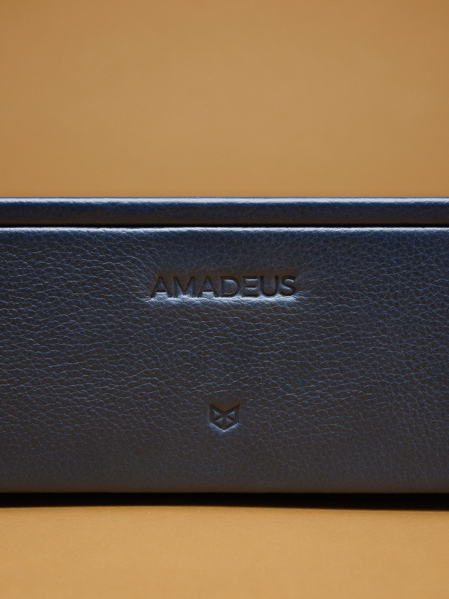 Custom Embossing. Watch Travel Case Navy by Capra Leather