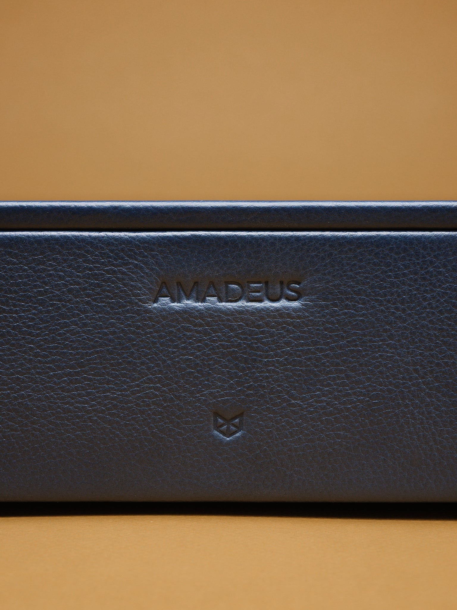 Custom Embossing. Watch Travel Case Navy by Capra Leather