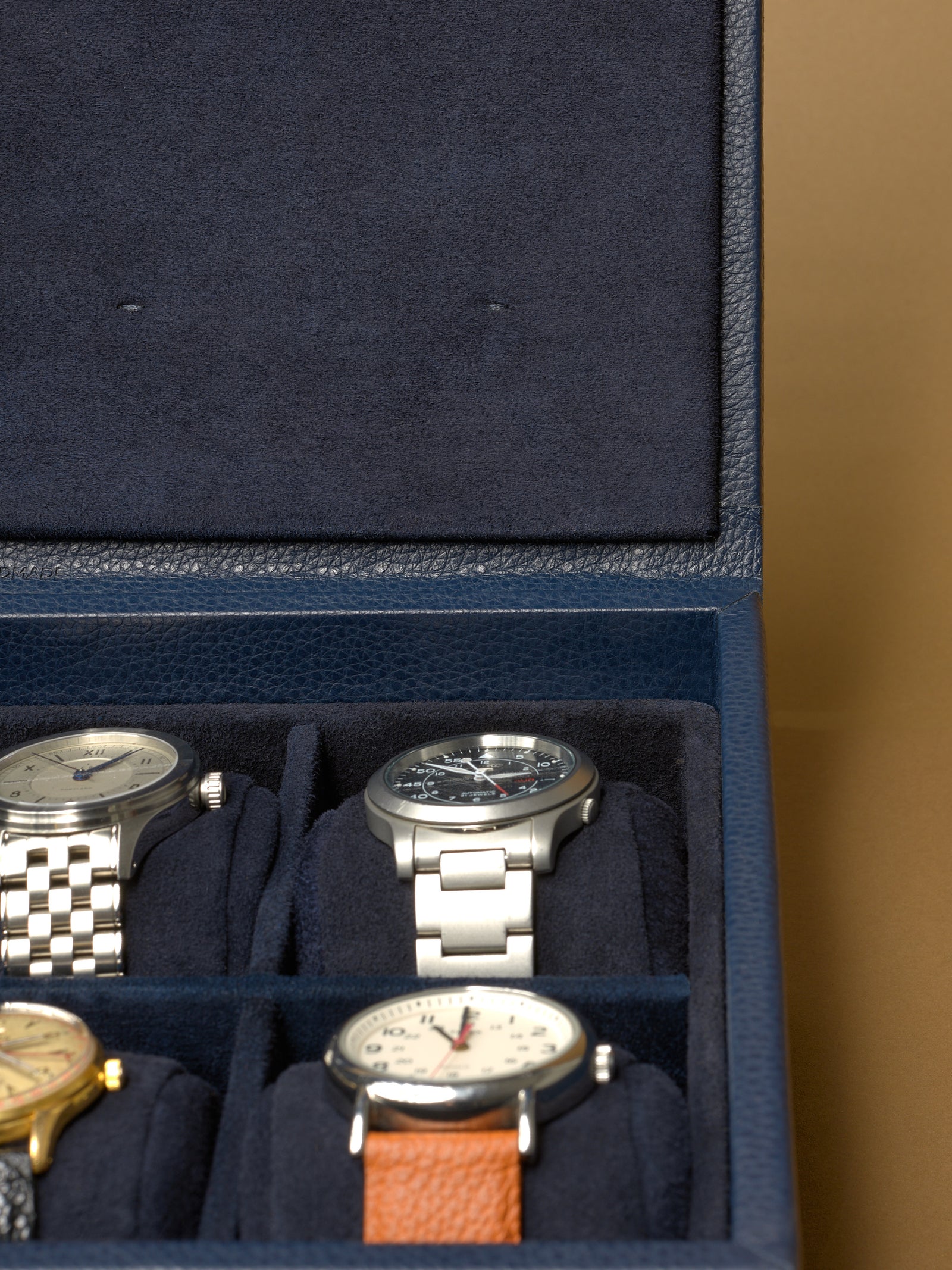 Luxury Watch Box. Designer Watch Case Navy by Capra Leather.