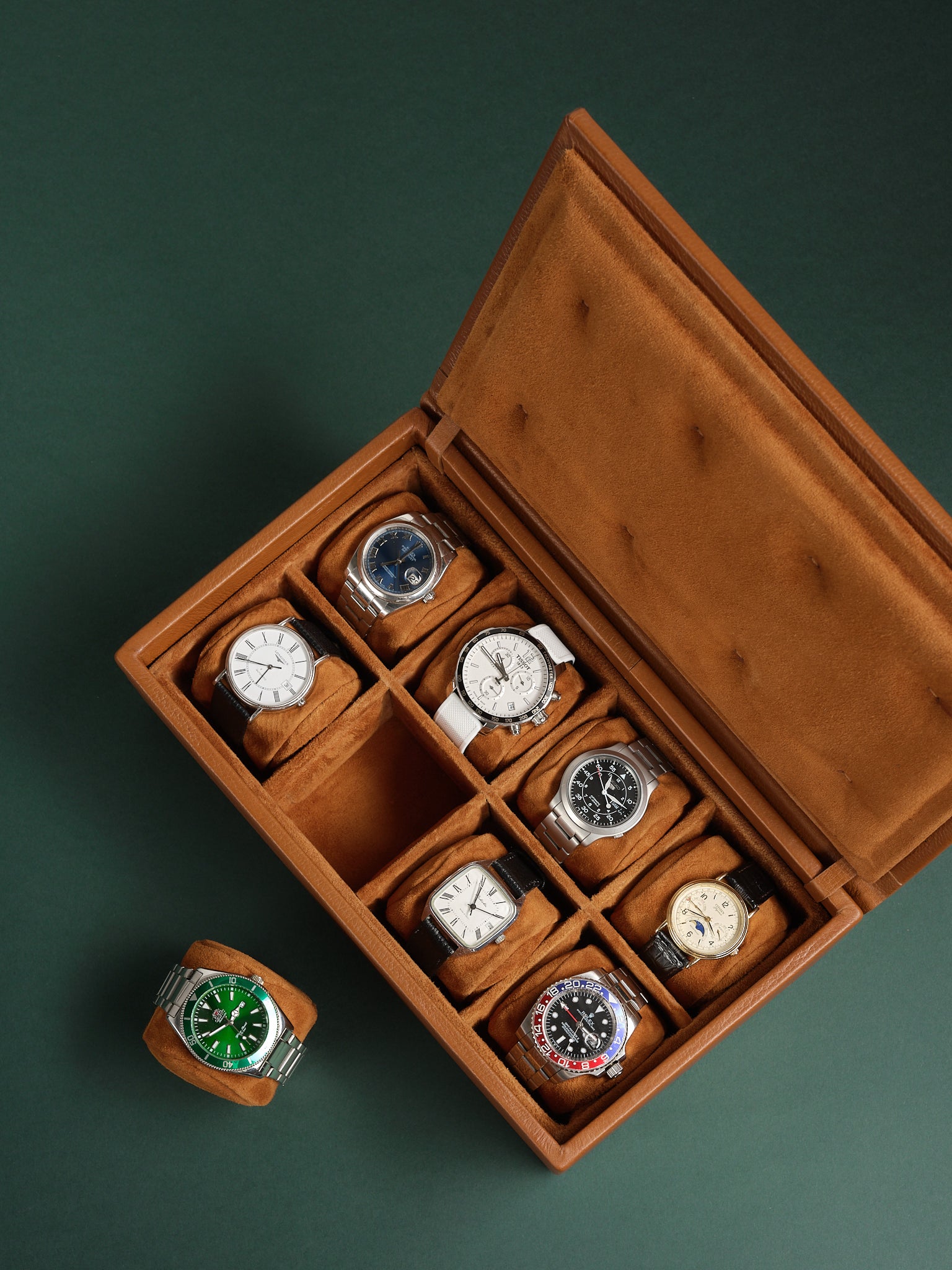 Watch Box Case Tan for 8 pieces by Capra Leather