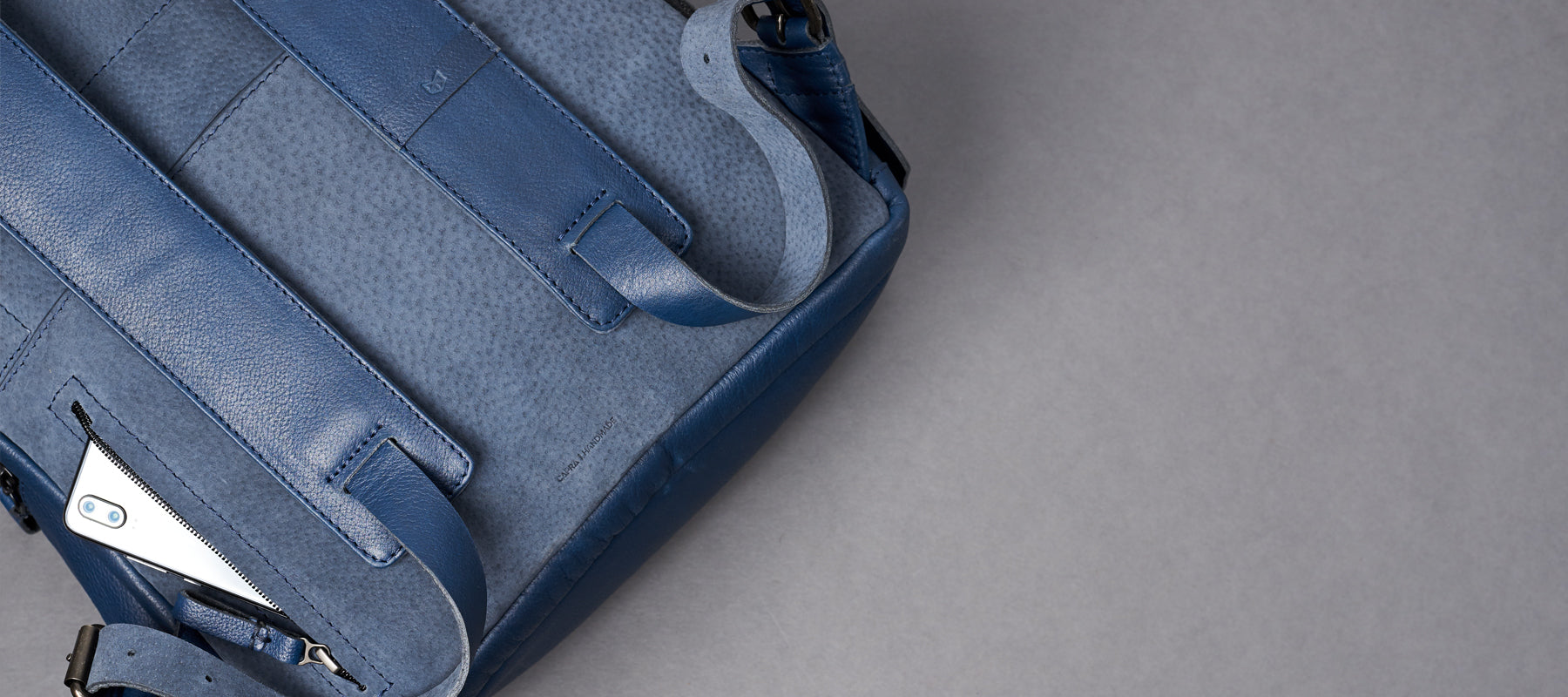 Hidden back pocket. Banteng Travel Laptop Backpack by Capra Leather