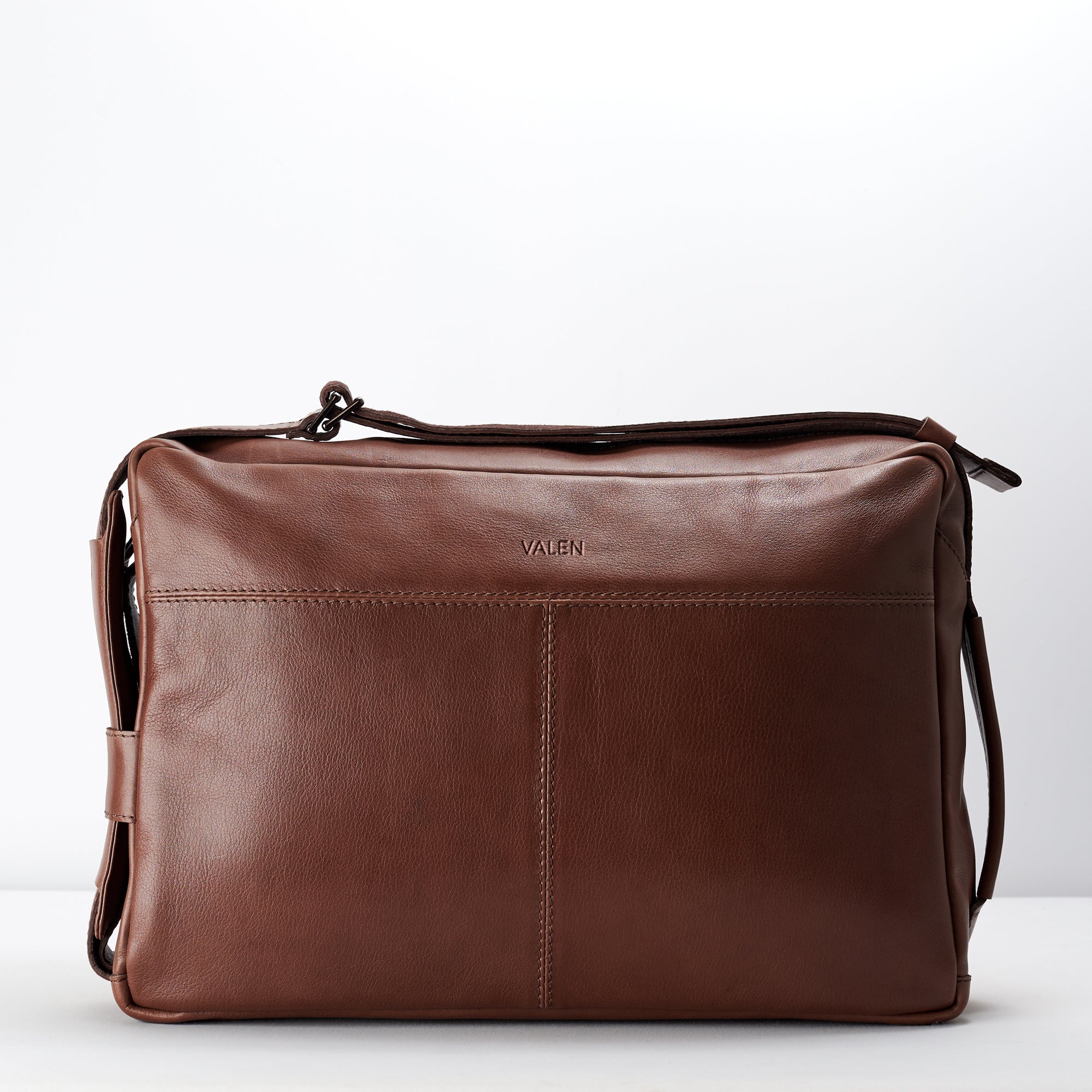 Custom back engraving. Brown handmade leather messenger bag for men. Commuter bag, laptop leather bag by Capra Leather.