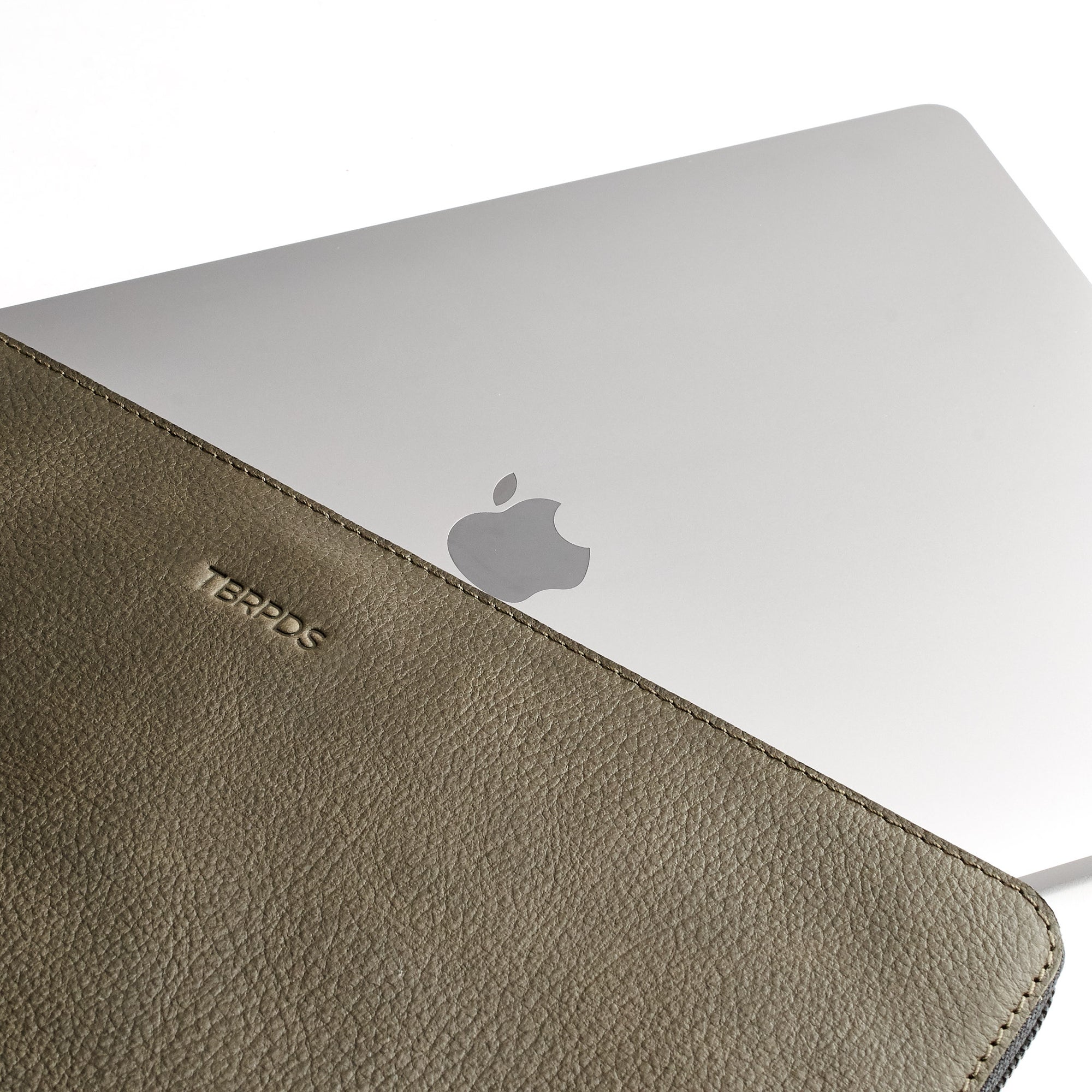 Custom monogram. Green Leather Laptop Portfolio Case. Laptops & devices Bag.