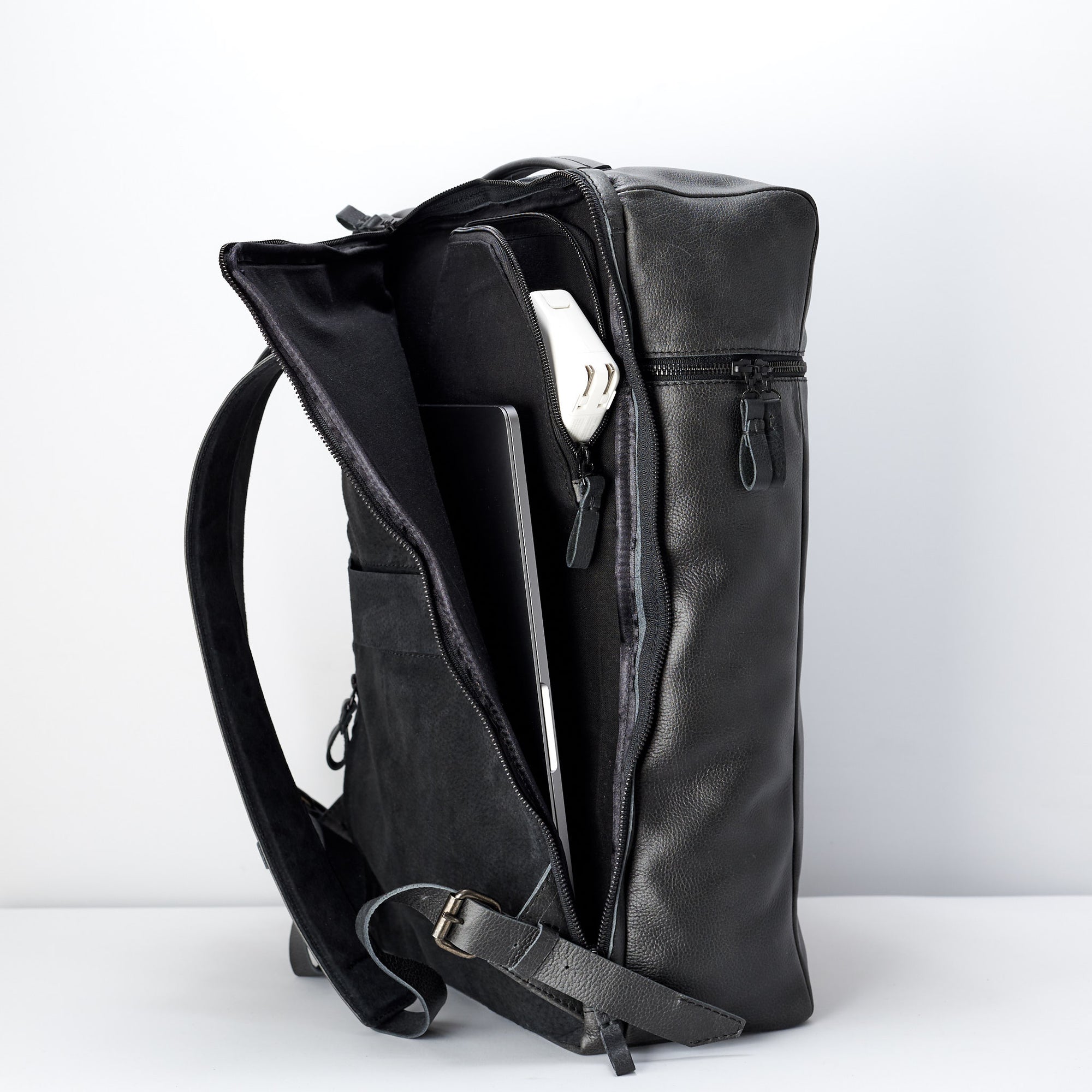 laptop backpack black by capra leather