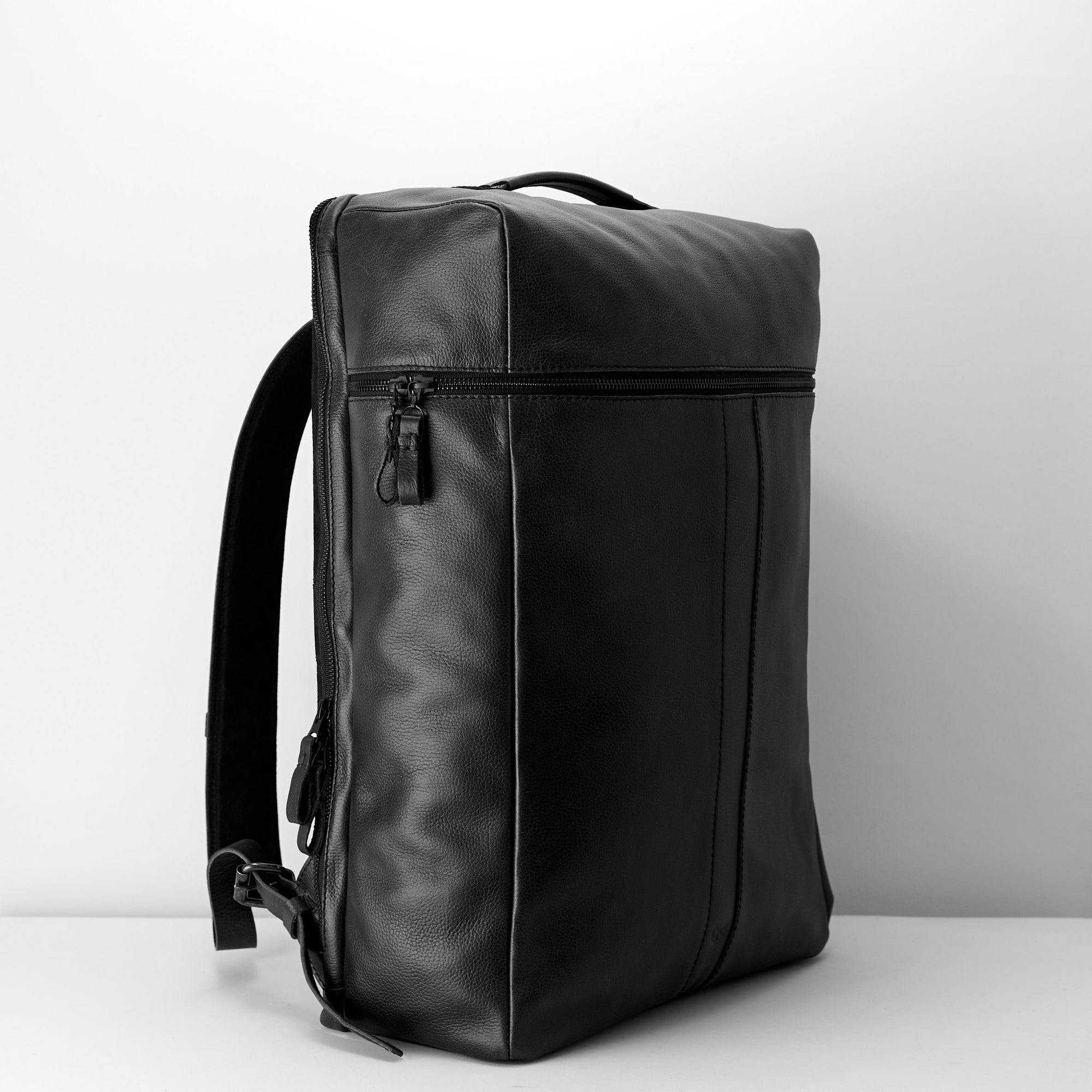 black leather backpack by capra