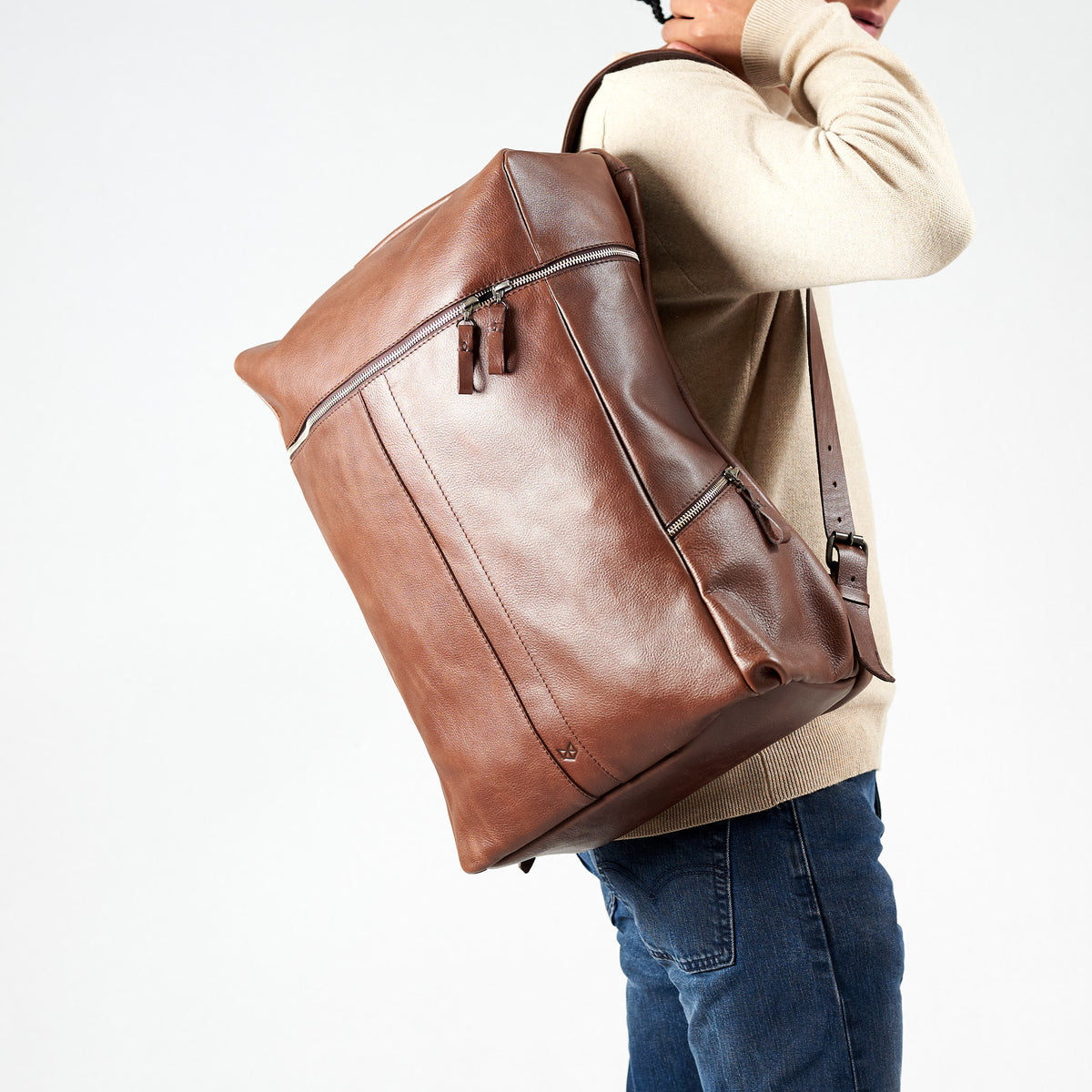 rucksack brown by capra leather