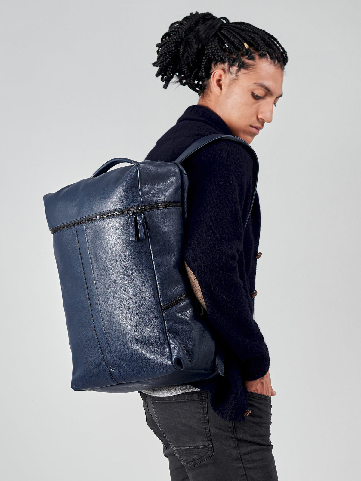 travel backpack navy by capra leather