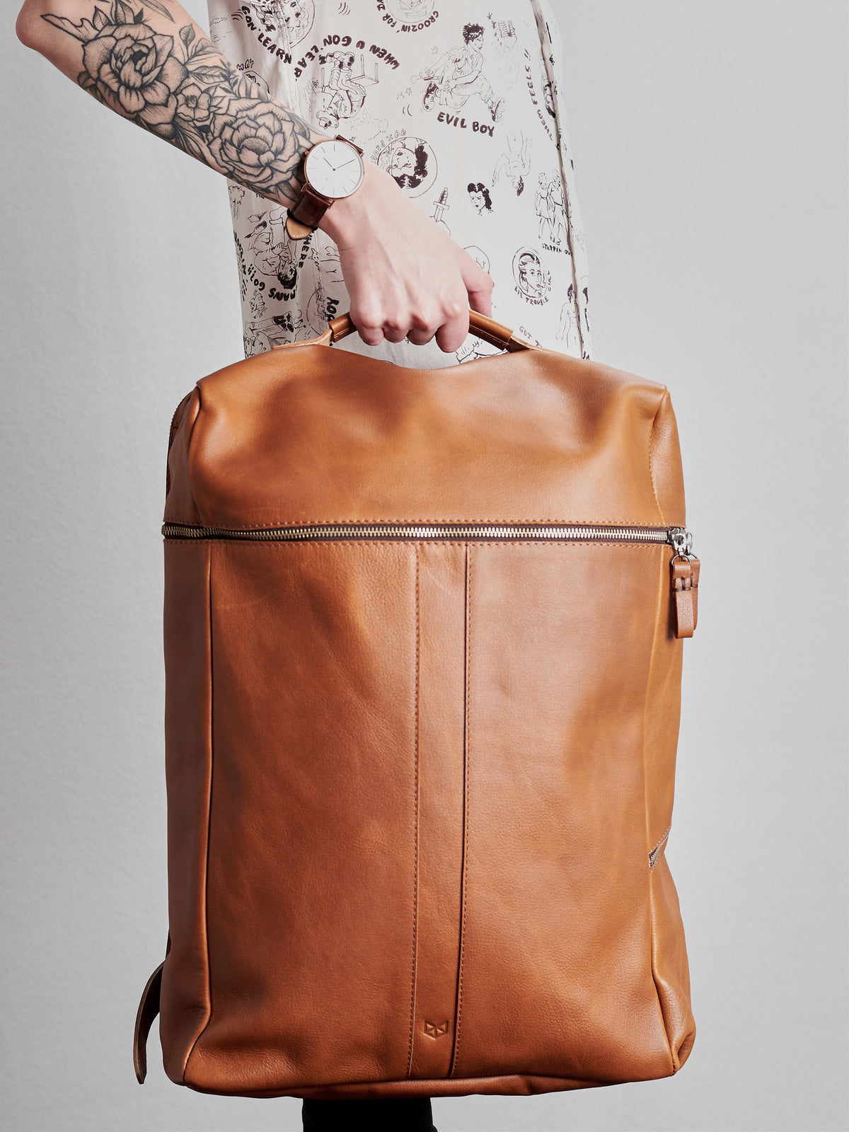 mens leather backpack tan by capra
