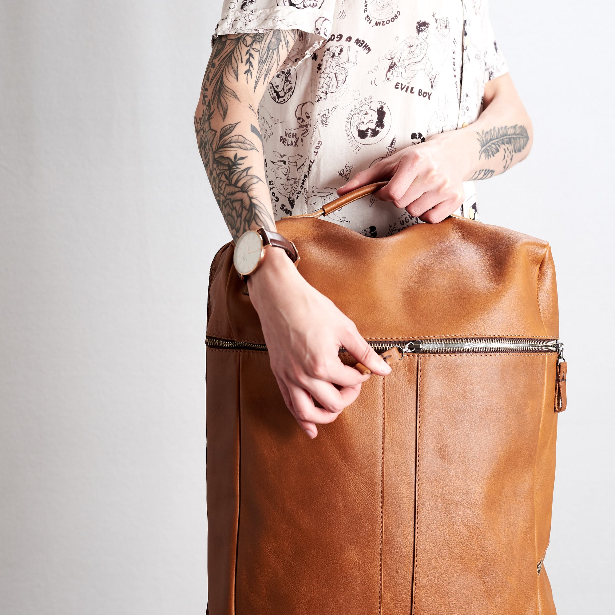 mens leather backpack tan by capra