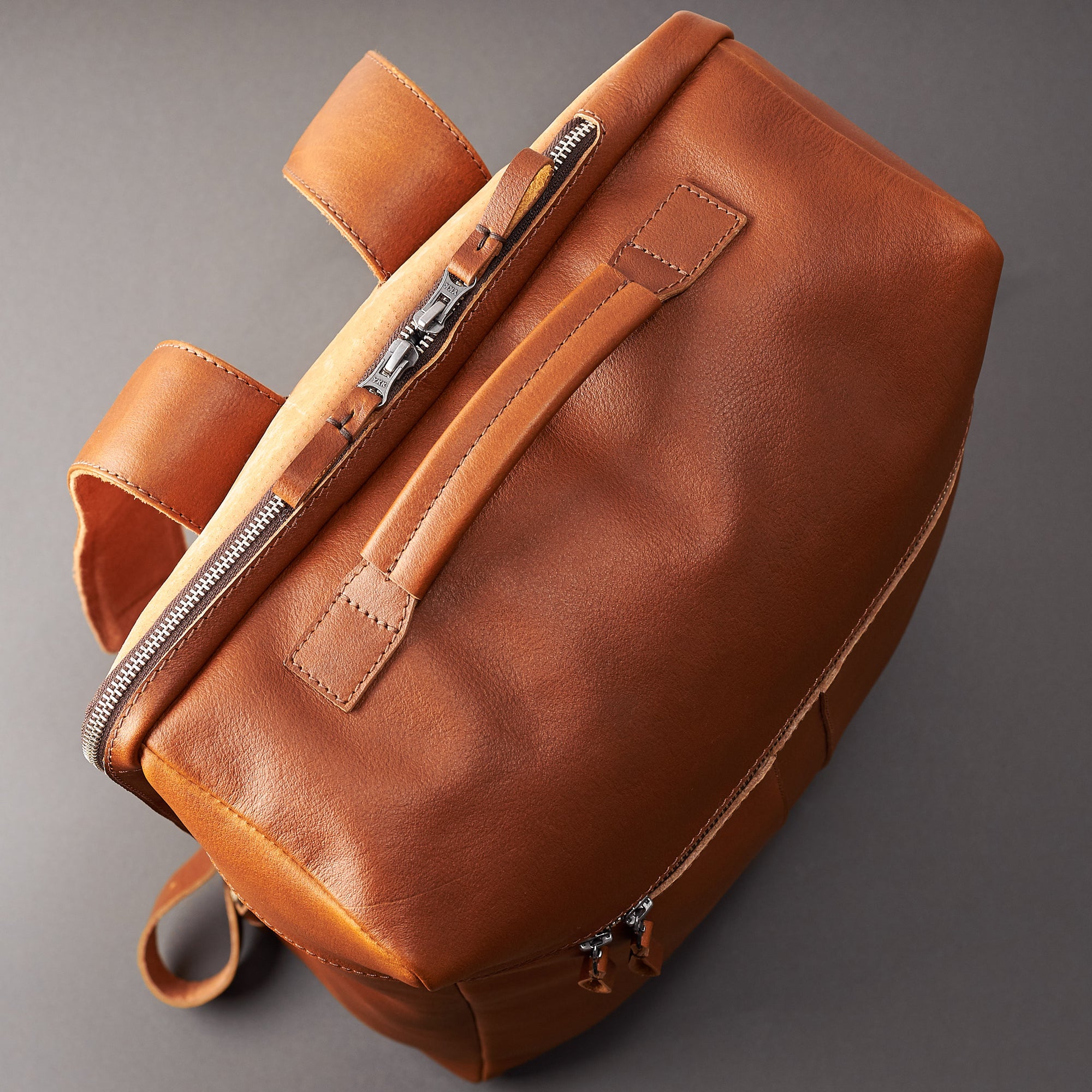 backpack travel tan by capra leather