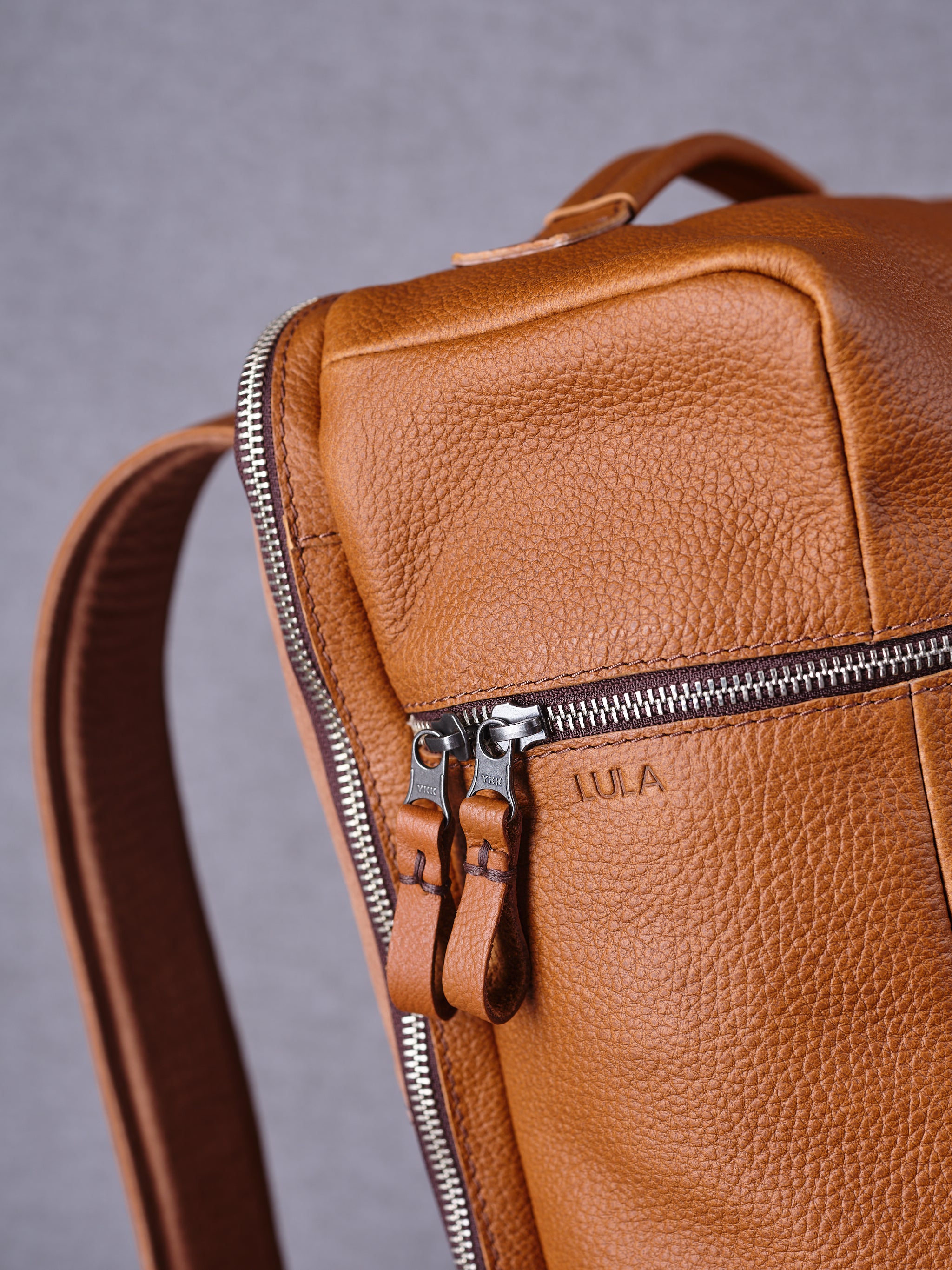 chestnut leather backpack zippers Ellington 314 backpack is defined by sophistication and purpose in chestnut leather.