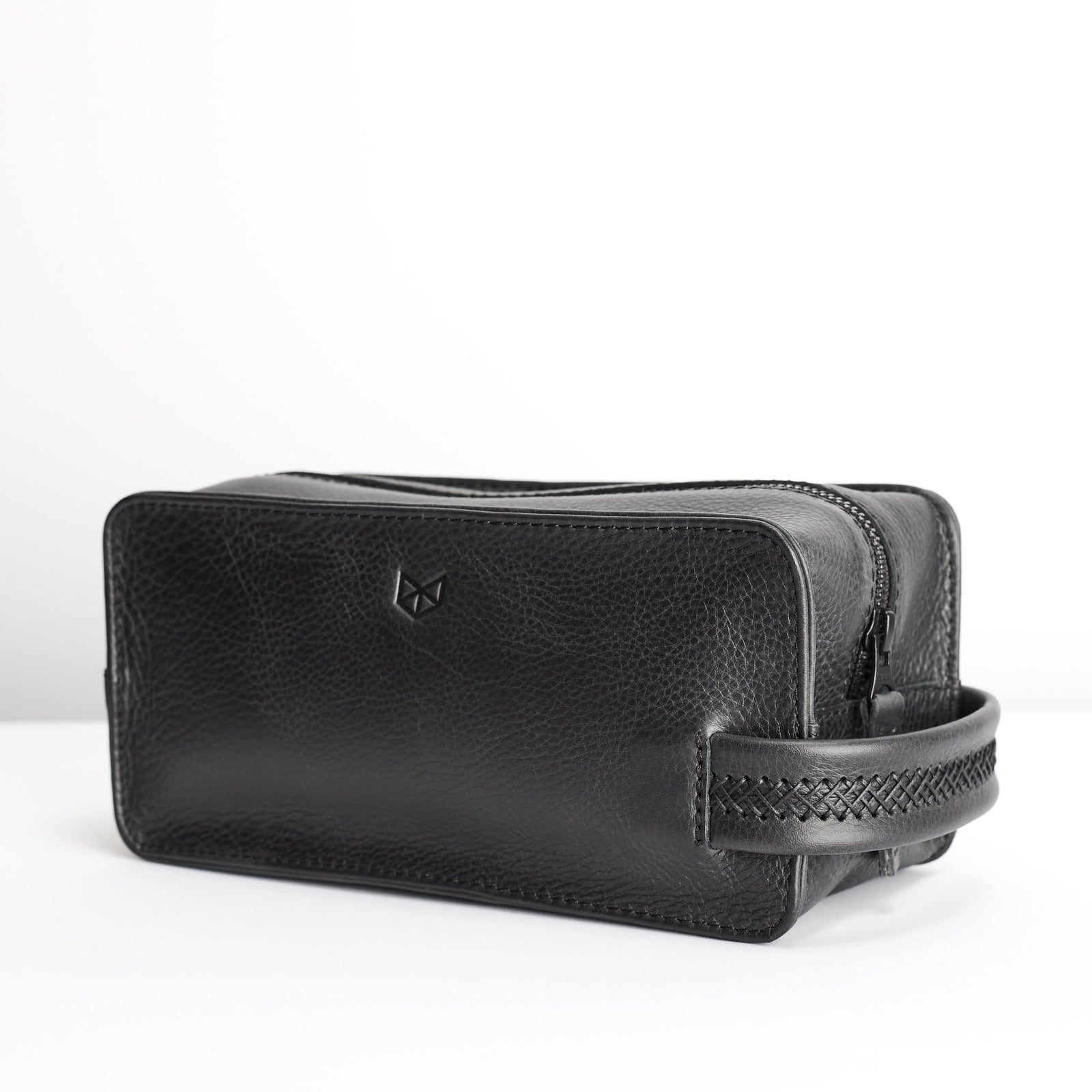 Style photo, dopp kit and toiletries. Black toiletry travel bag 
