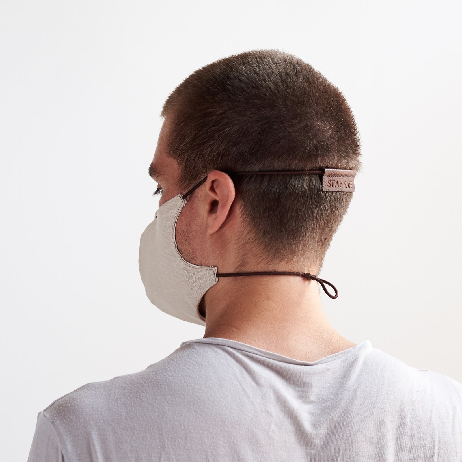 Back view. Men Face Mask by Capra Leather